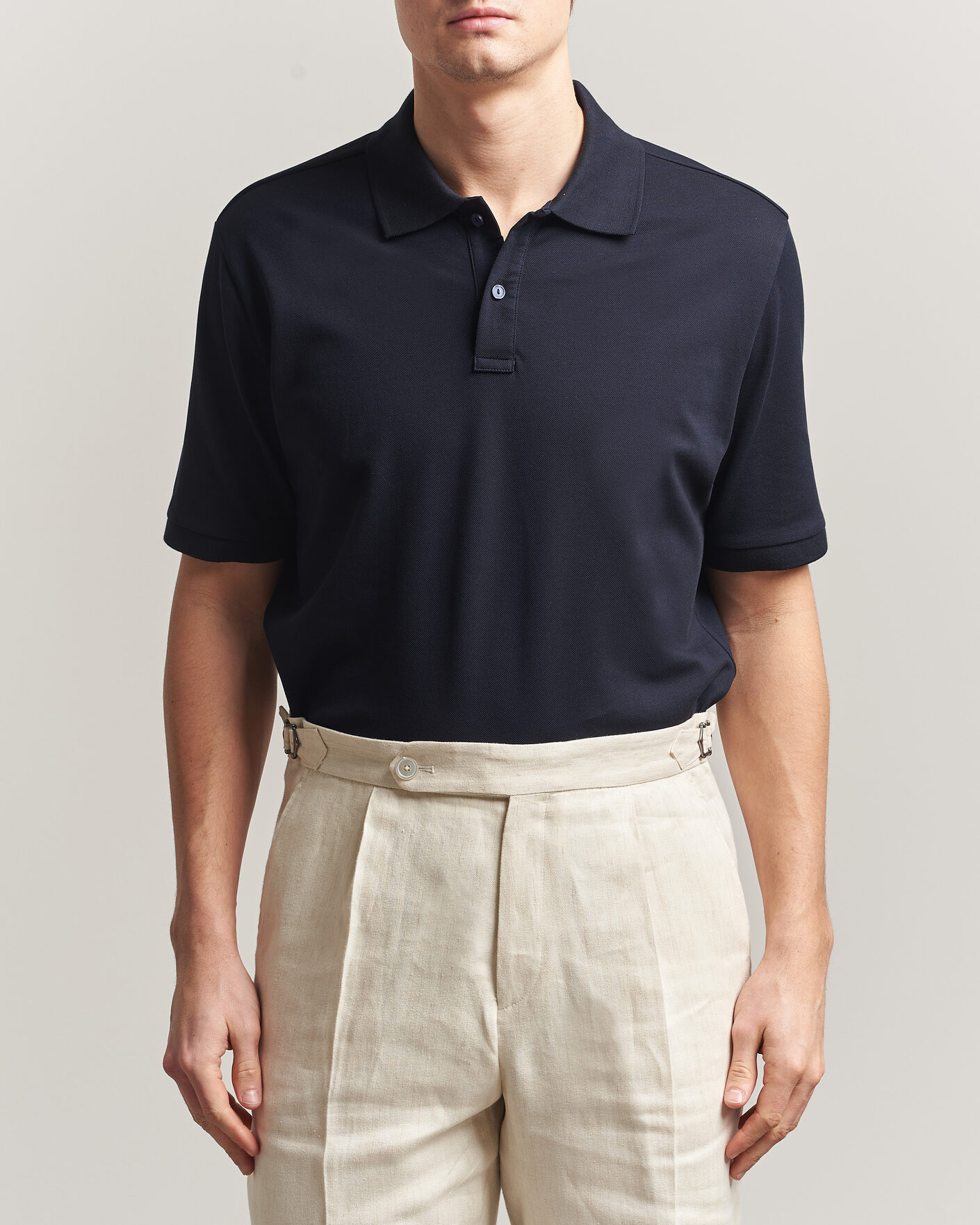 Homme | Polos | Eton | Pima Pique Polo Navy Blue