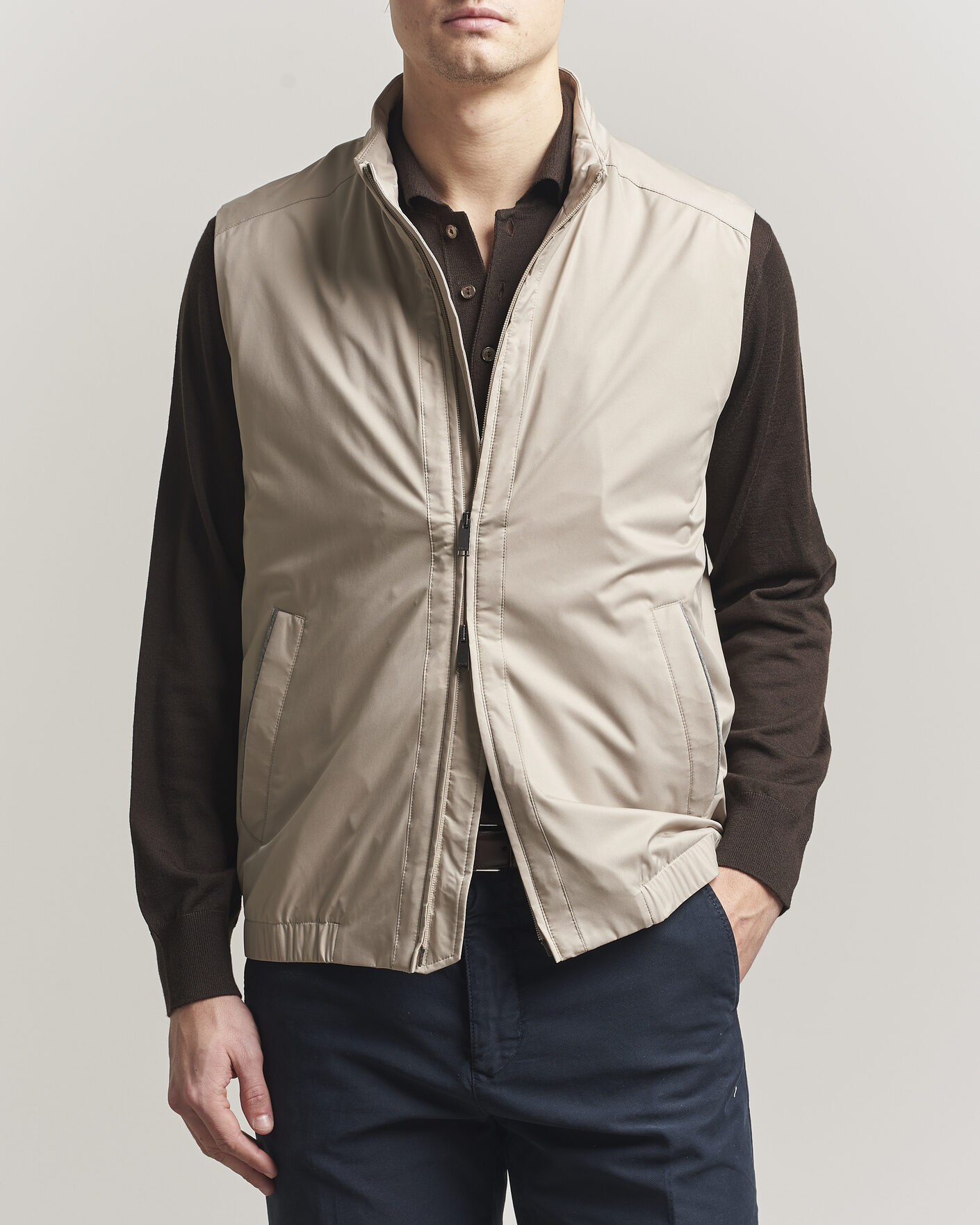 Homme | Gilets | Eton | Lightweight Wind Vest Beige