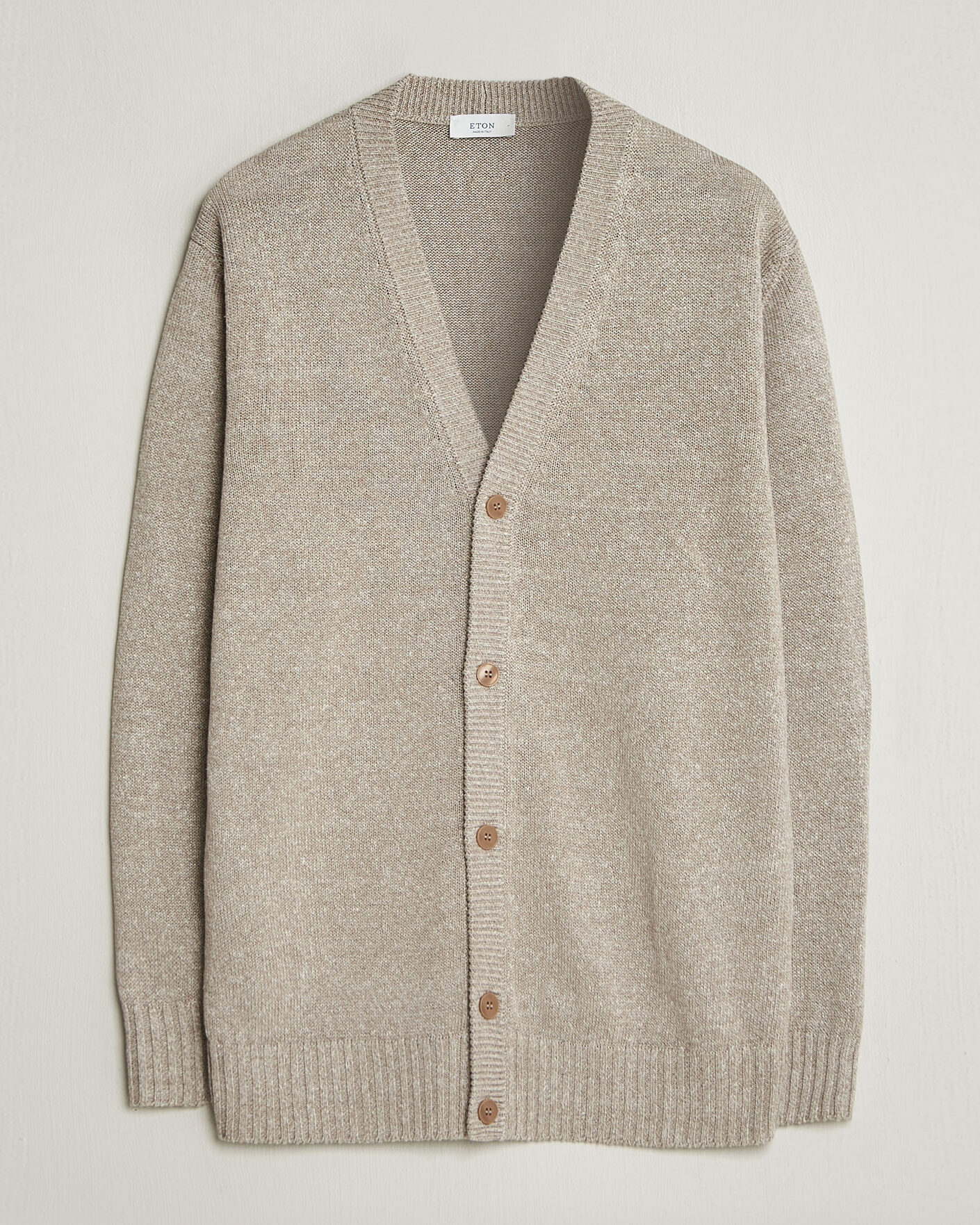 Homme | Pulls Et Tricots | Eton | Cotton Linen Knitted Cardigan Beige