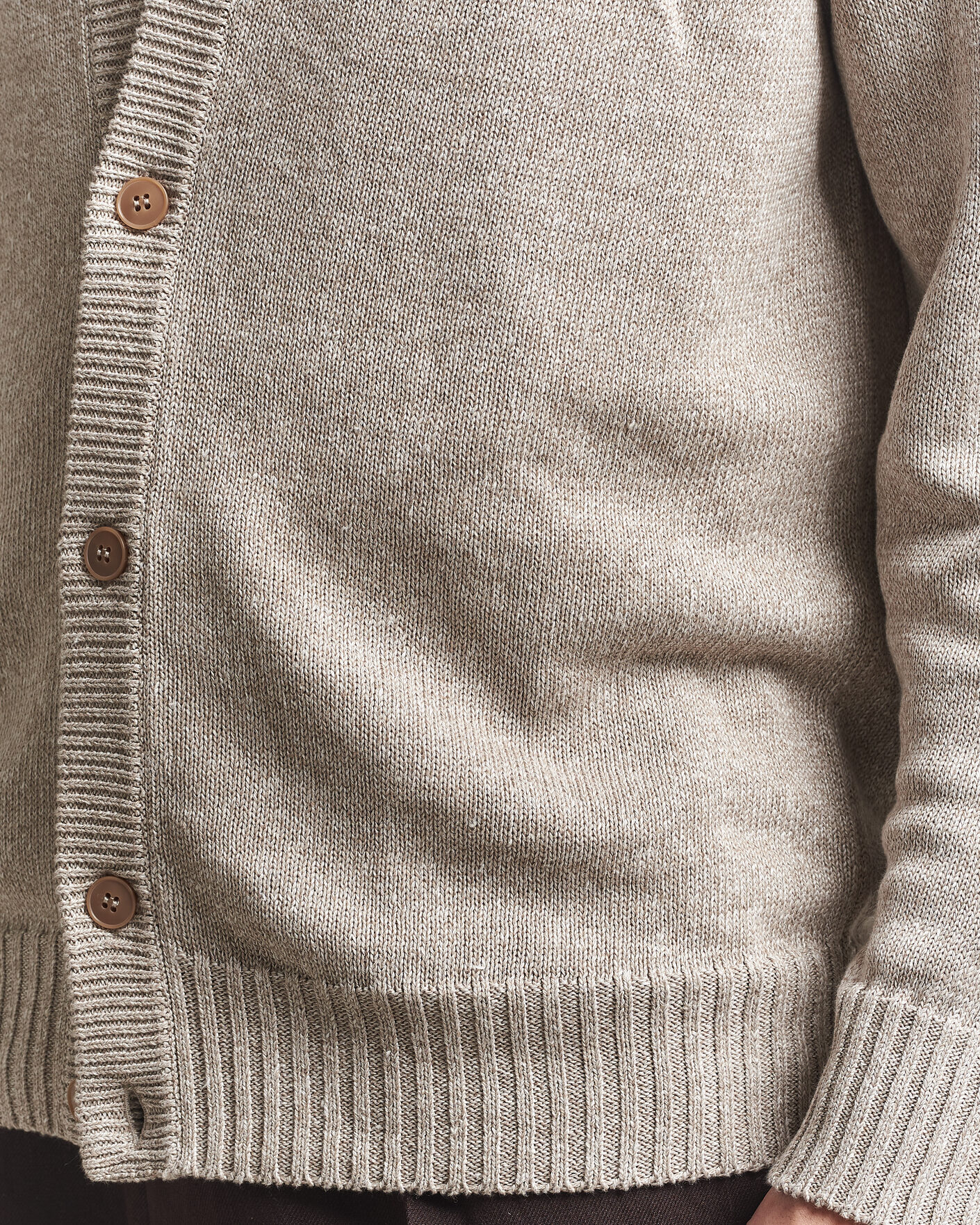 Homme | Pulls Et Tricots | Eton | Cotton Linen Knitted Cardigan Beige