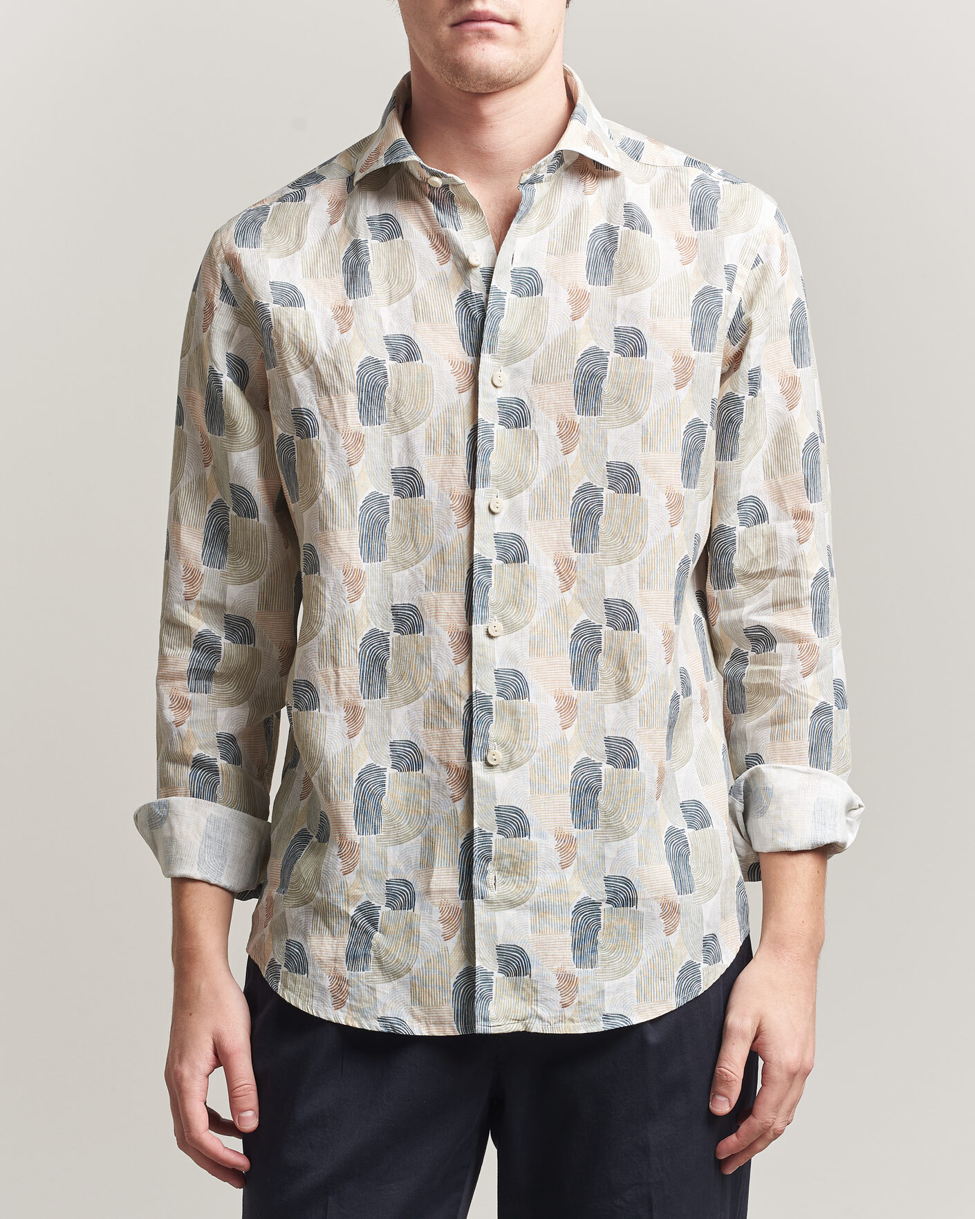 Homme | Chemises | Eton | Casual Fit Printed Linen Shirt Multi