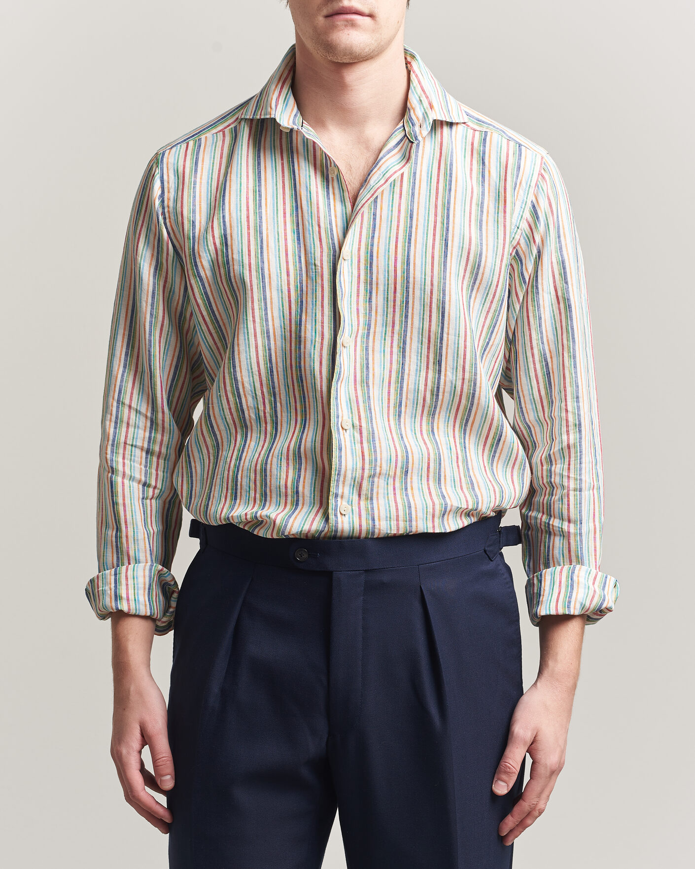 Homme | Chemises | Eton | Casual Fit Striped Linen Shirt Multi