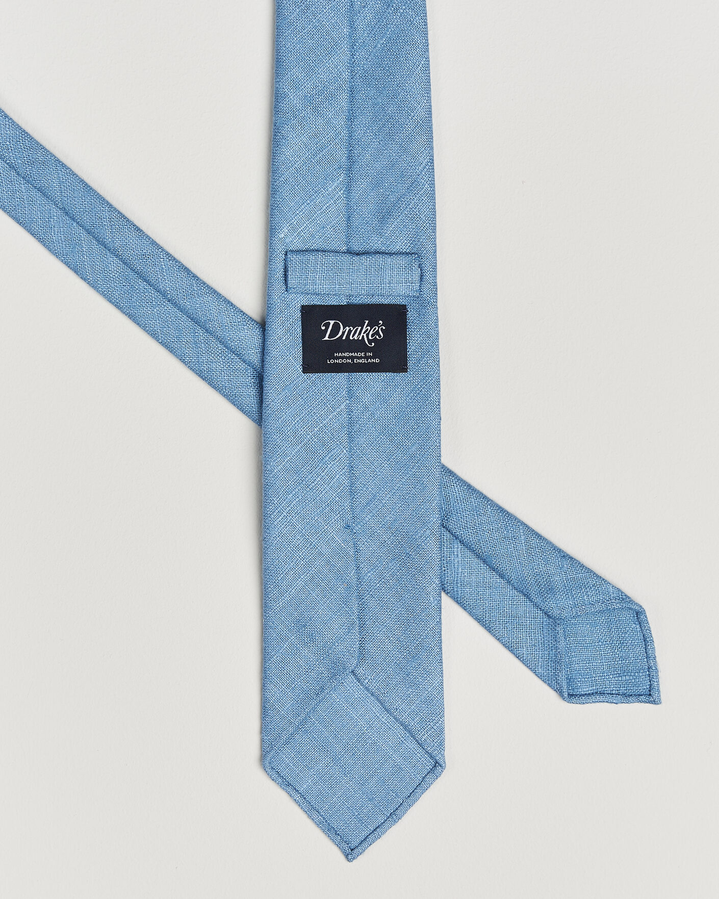 Homme | Cravates | Drake's | Silk Tussah Handrolled Tie Sky Blue