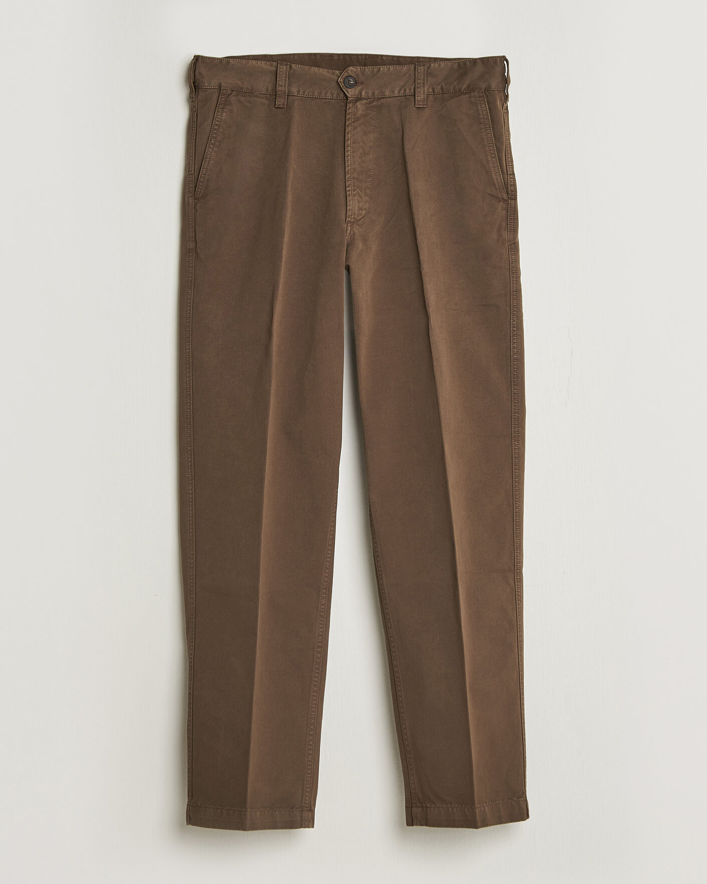 Homme | Pantalons | Drake's | Peached Flat Front Cotton Chino Brown