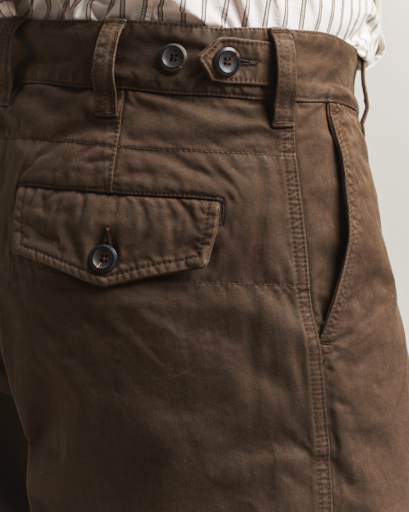 Homme | Pantalons | Drake's | Peached Flat Front Cotton Chino Brown