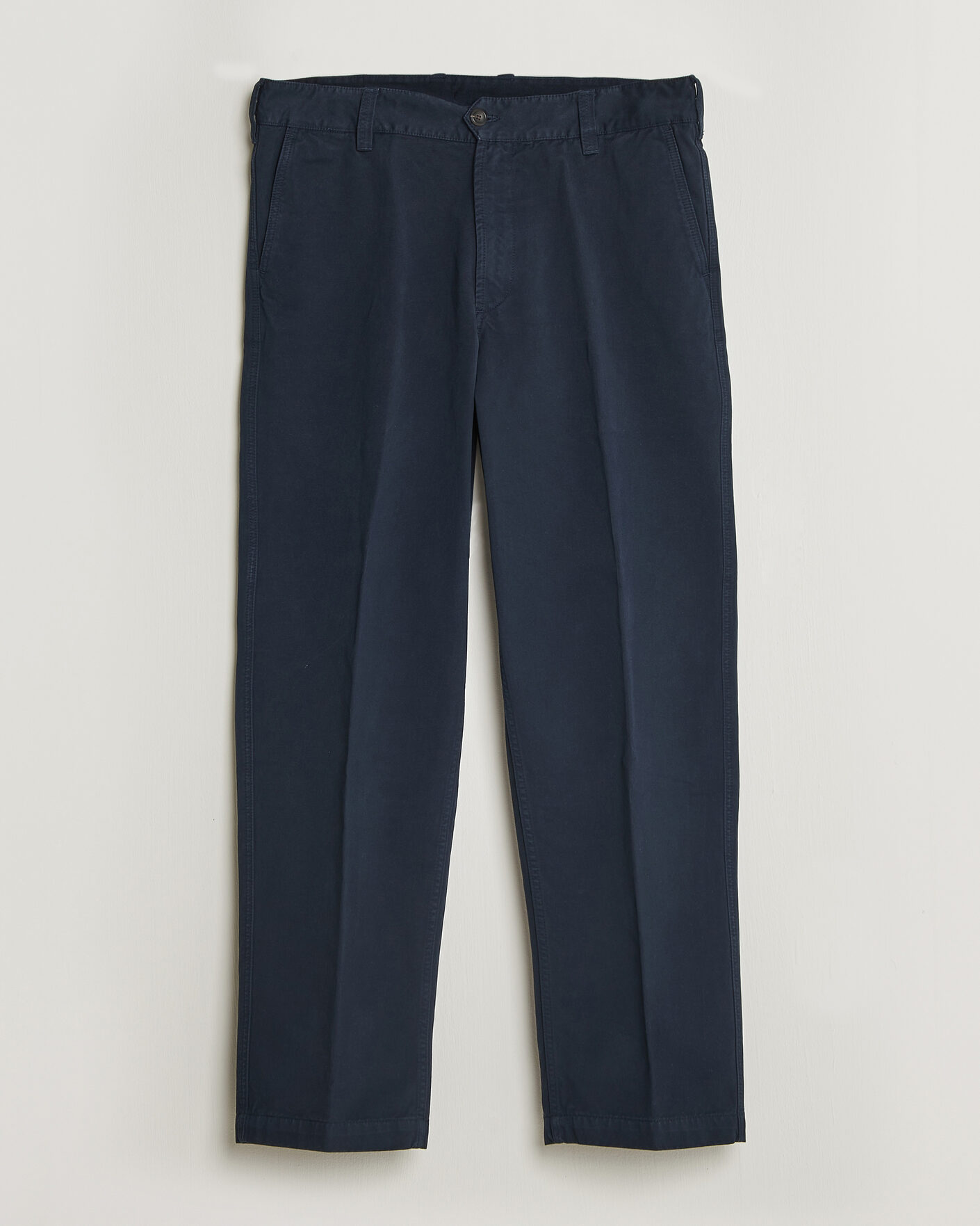 Homme | Pantalons | Drake's | Peached Flat Front Cotton Chino Navy