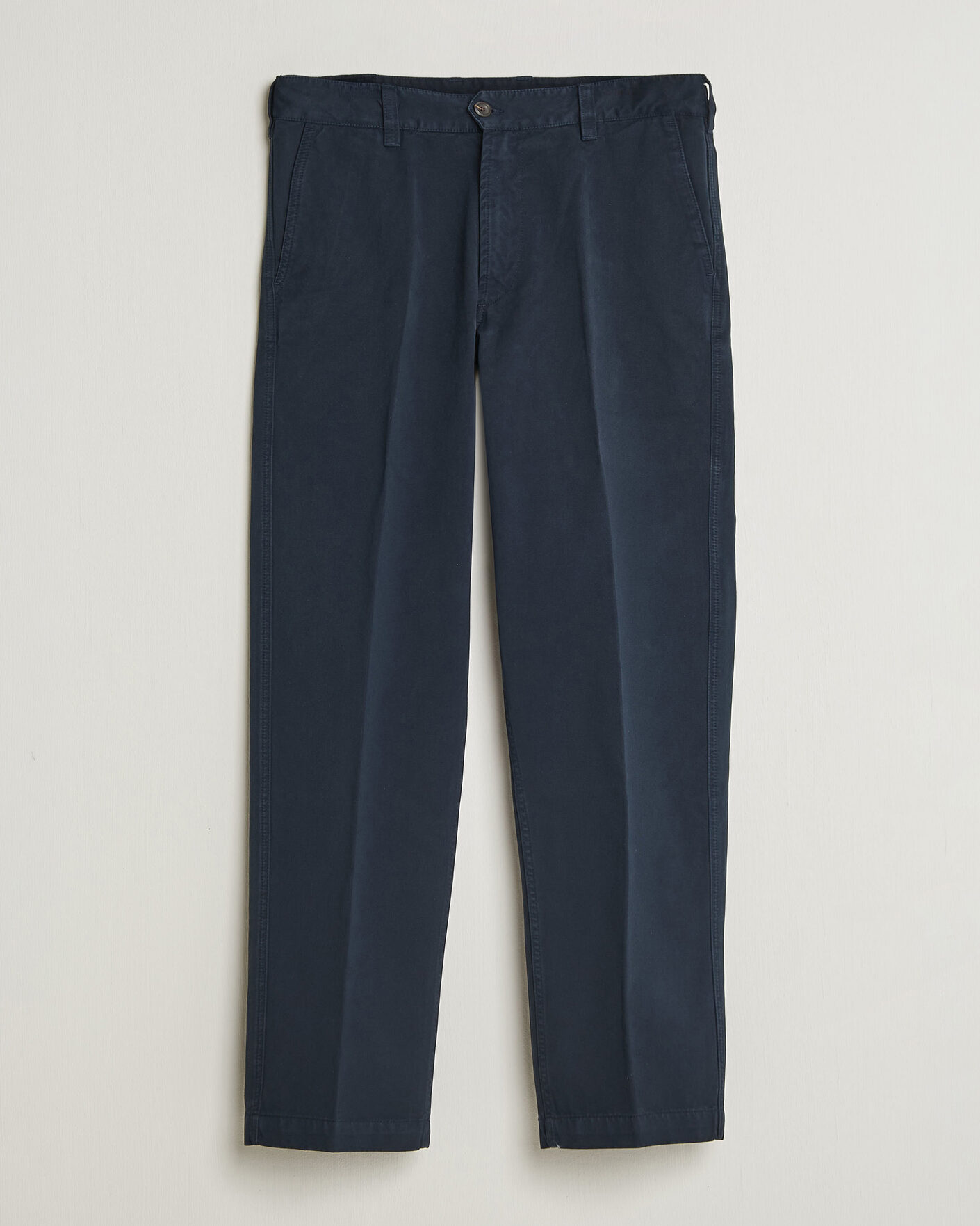 Homme | Pantalons | Drake's | Peached Flat Front Cotton Chino Navy
