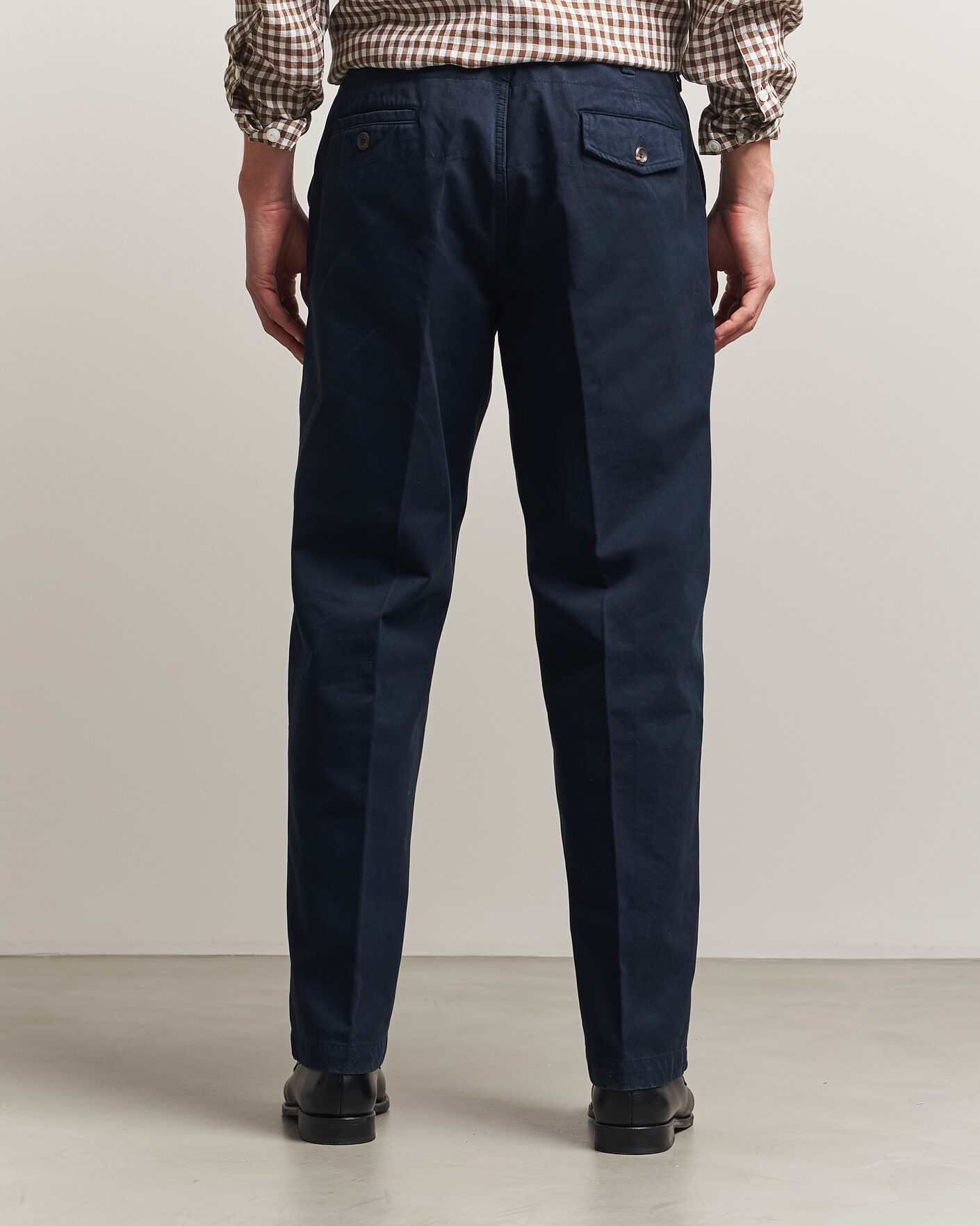 Homme | Pantalons | Drake's | Peached Flat Front Cotton Chino Navy