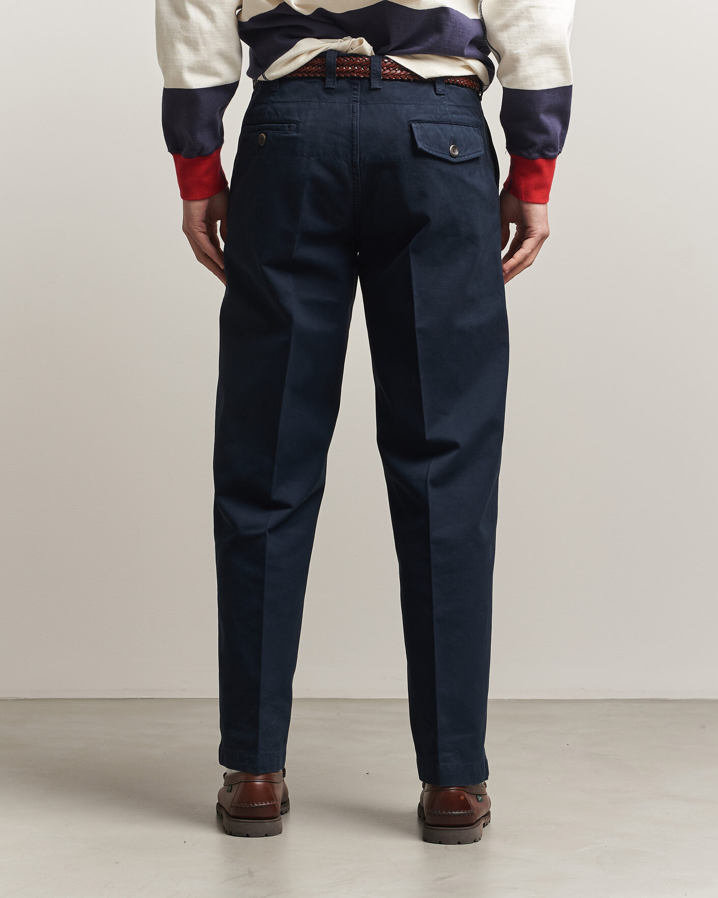 Homme | Pantalons | Drake's | Peached Flat Front Cotton Chino Navy