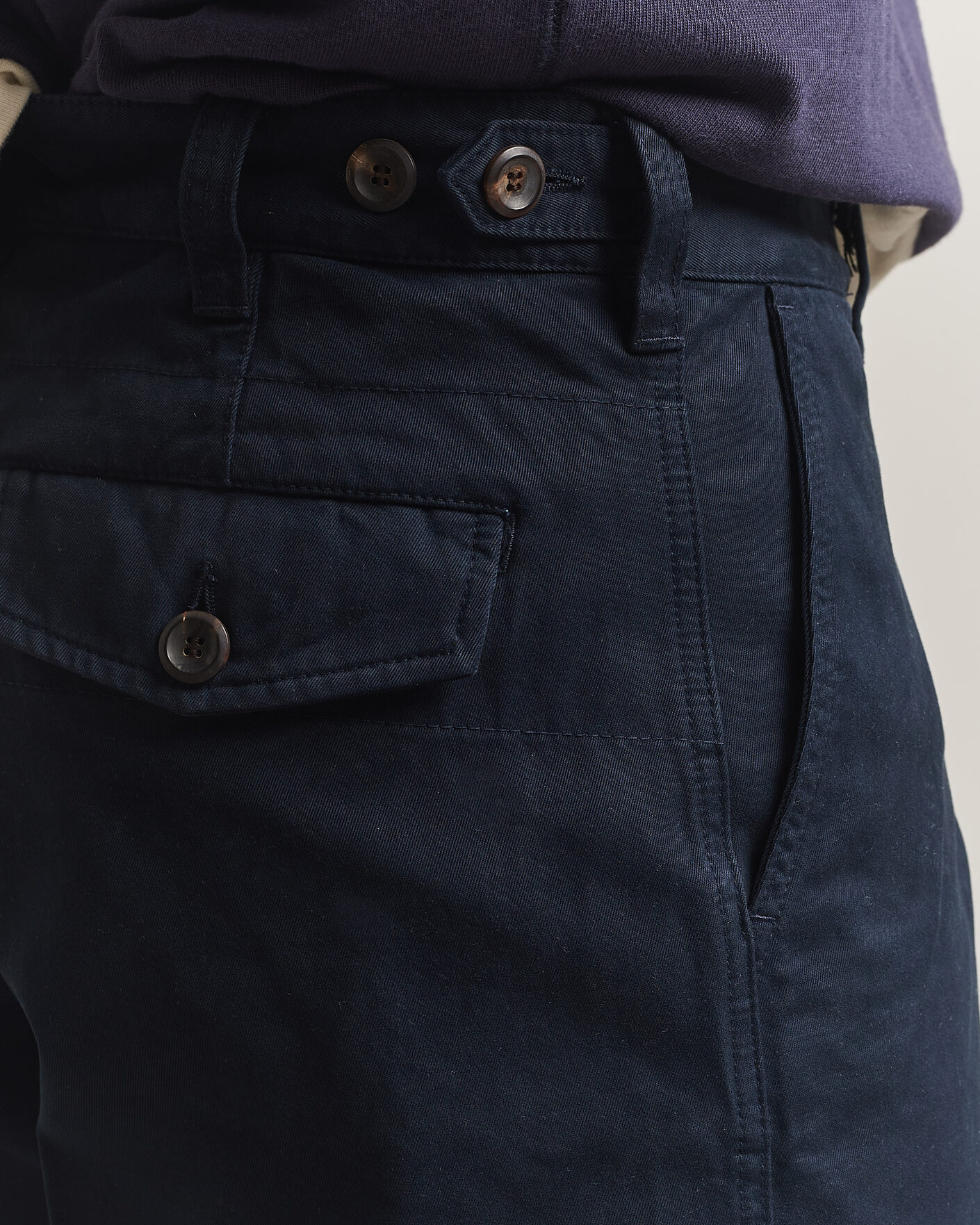 Homme | Pantalons | Drake's | Peached Flat Front Cotton Chino Navy