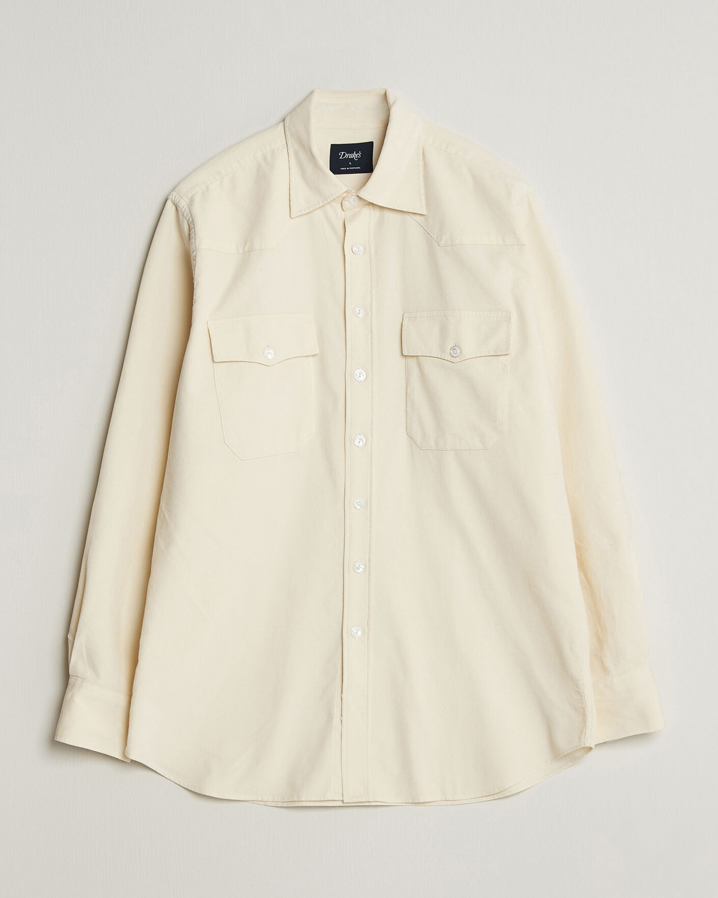 Homme | Chemises | Drake's | Needlecord Western Shirt White