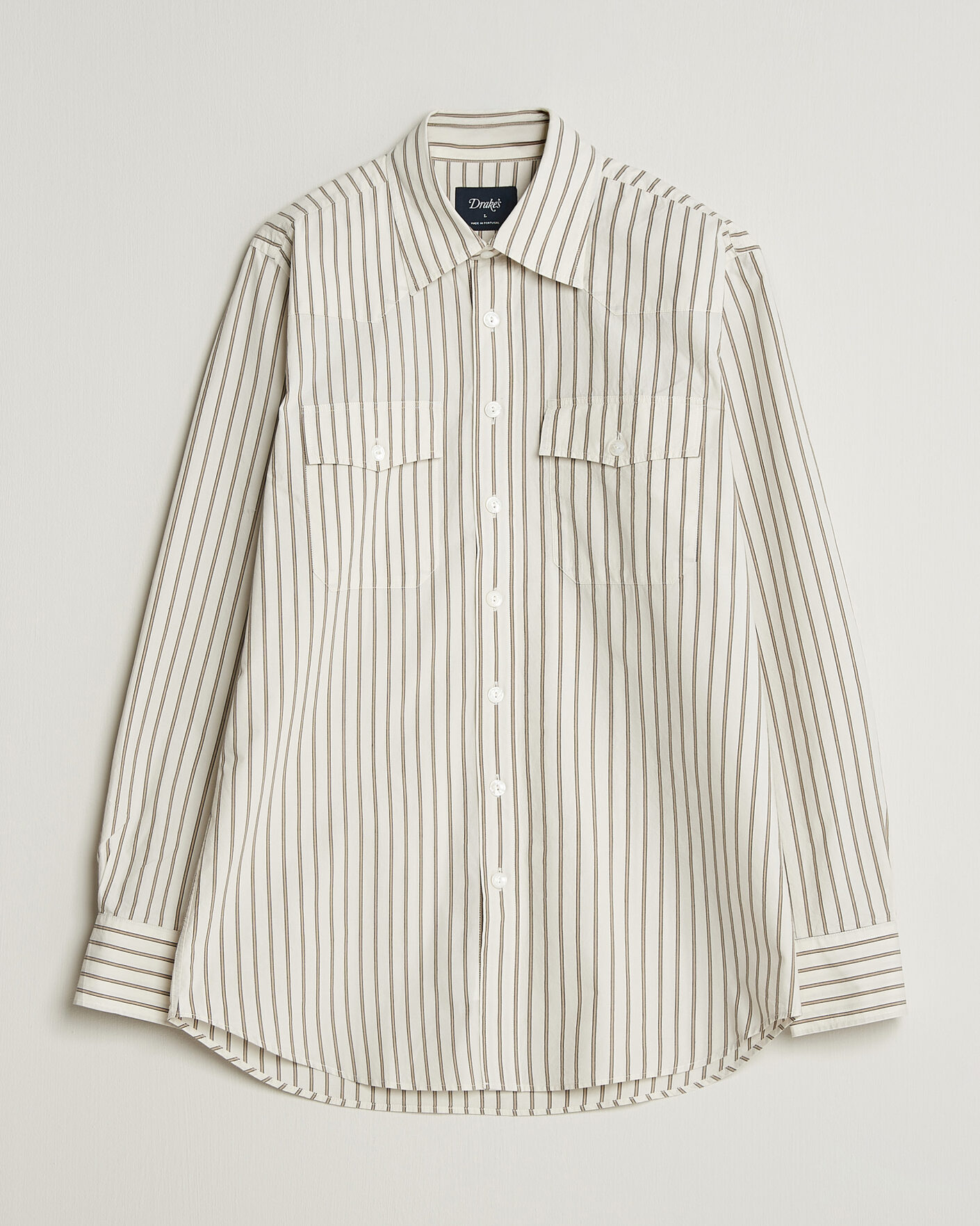 Homme | Chemises | Drake's | Striped Western Shirt White