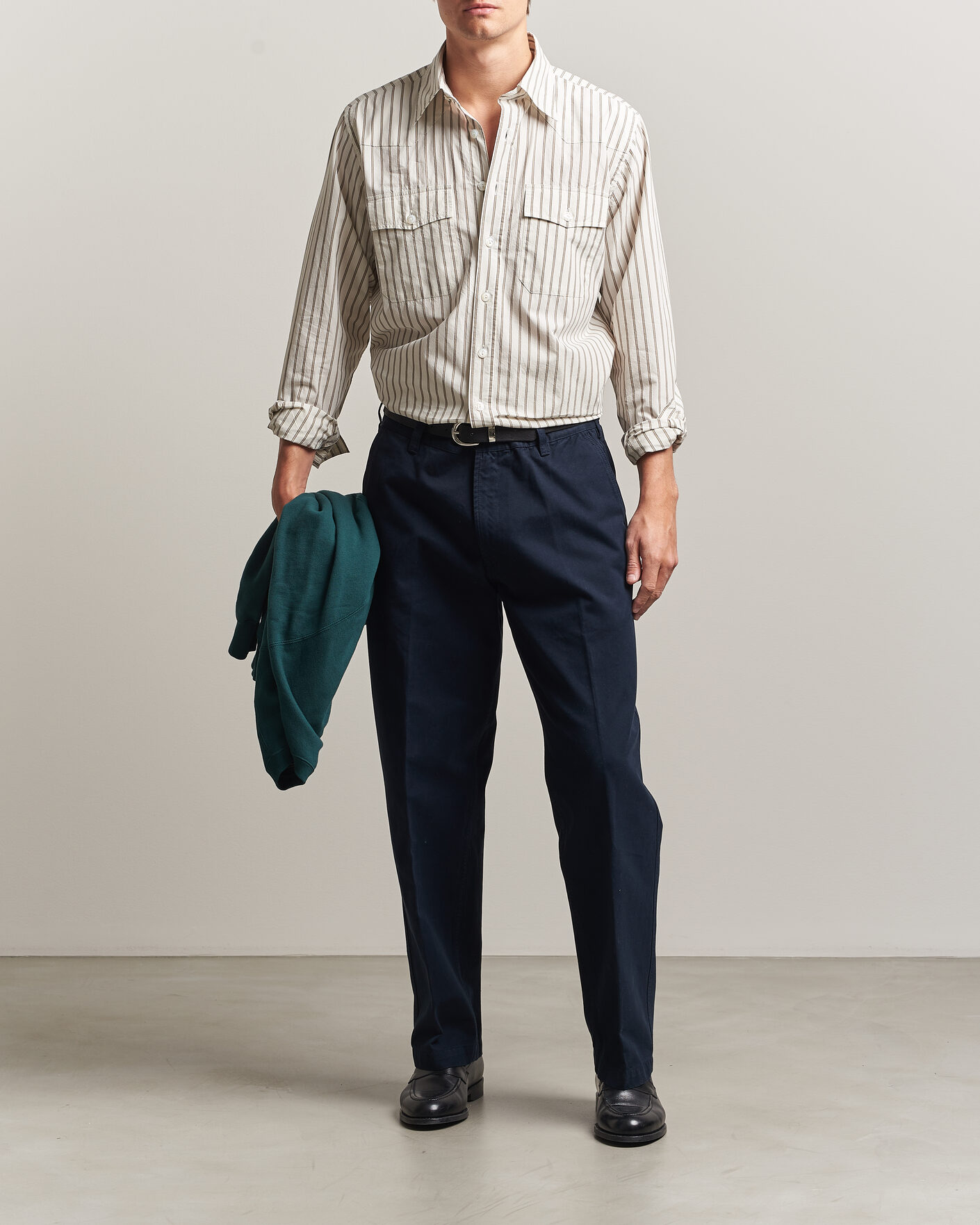 Homme | Chemises | Drake's | Striped Western Shirt White