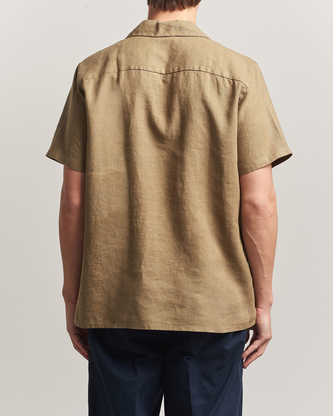 Homme | Chemises | Drake's | Military Short Sleeve Camp Collar Shirt Khaki