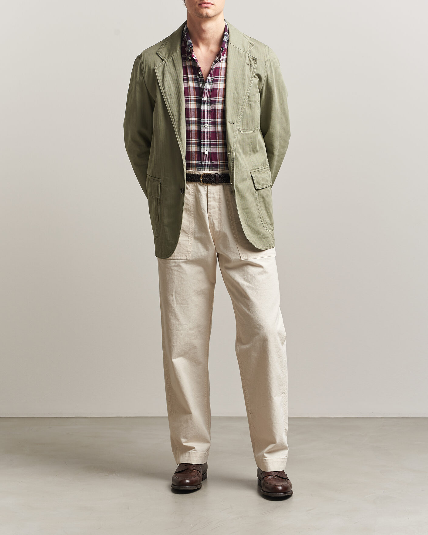 Homme | Blazers | Drake's | MKI Herringbone Games Blazer Olive