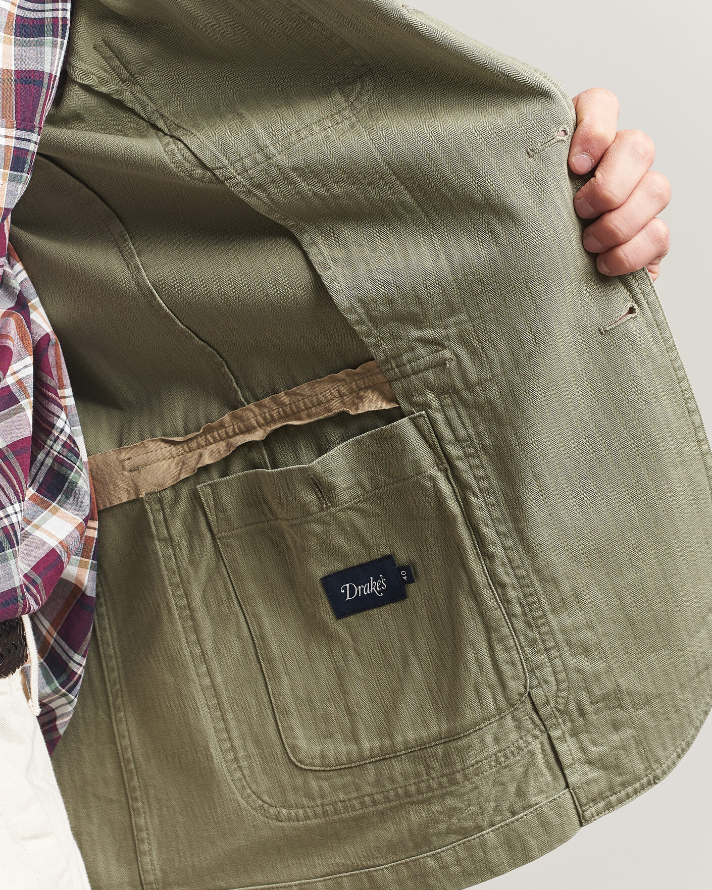 Homme | Blazers | Drake's | MKI Herringbone Games Blazer Olive