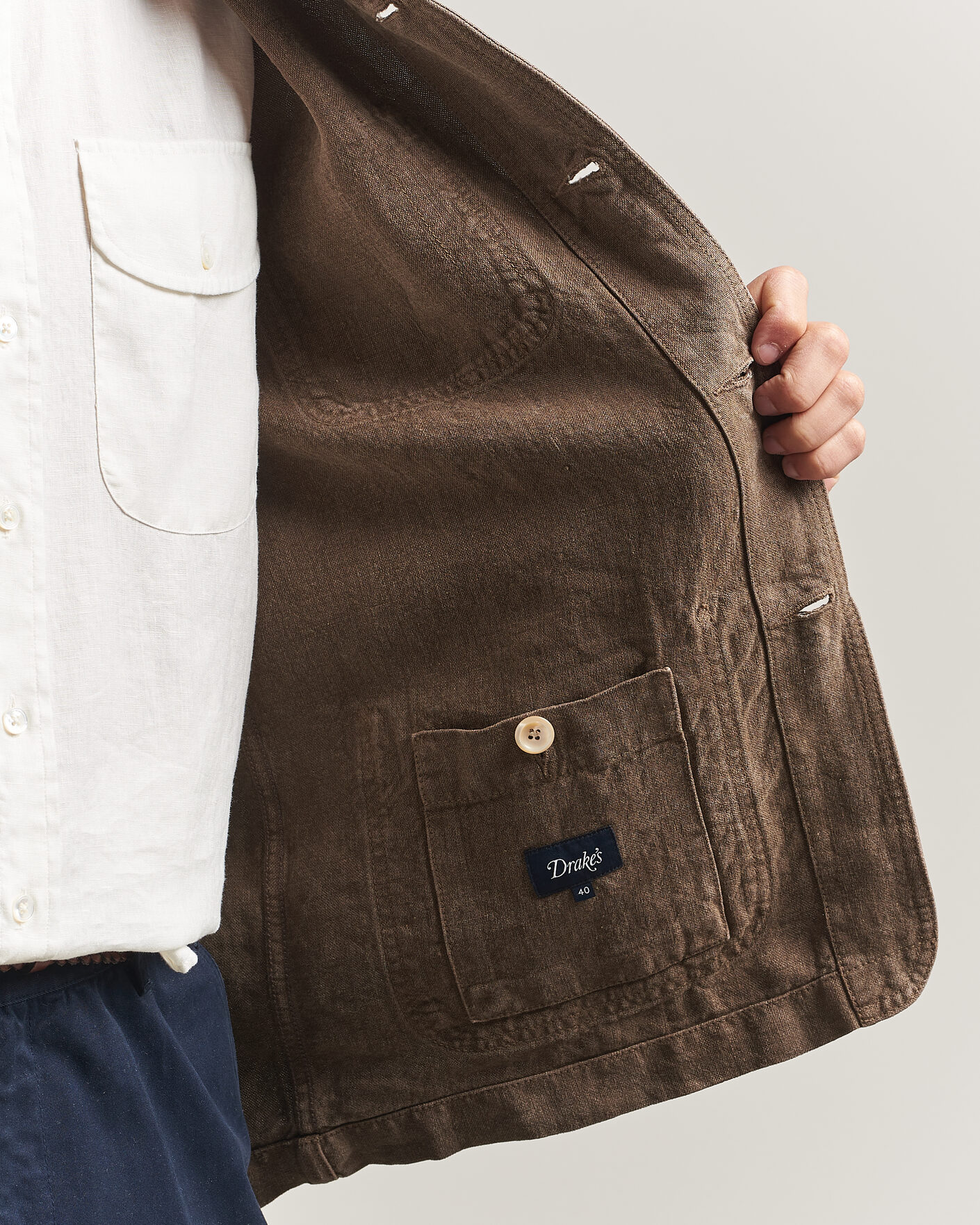 Homme | Manteaux Et Vestes | Drake's | Heavy Linen Chore Jacket Brown