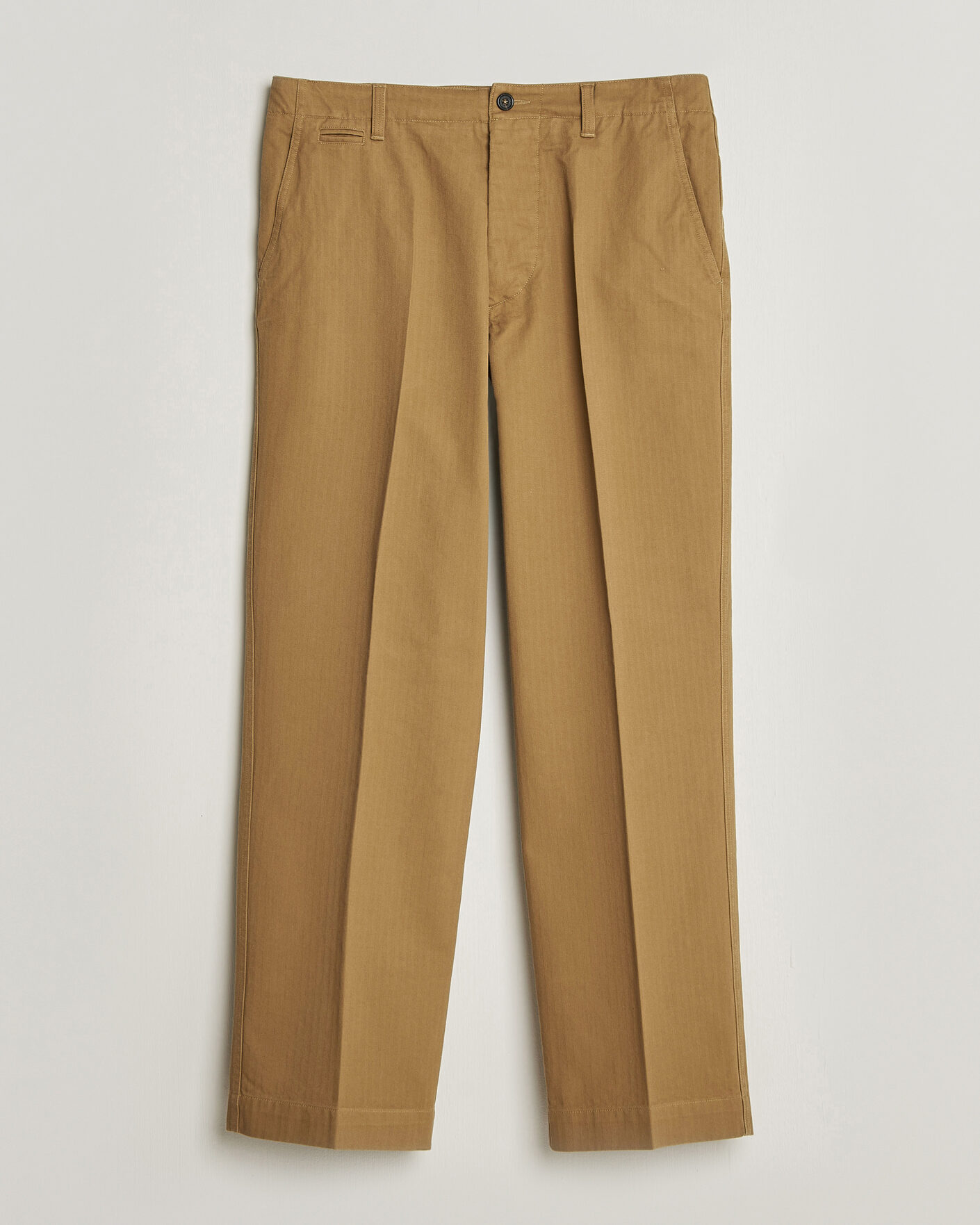 Homme | Pantalons | Drake's | Herringbone Wide Leg Chino Khaki