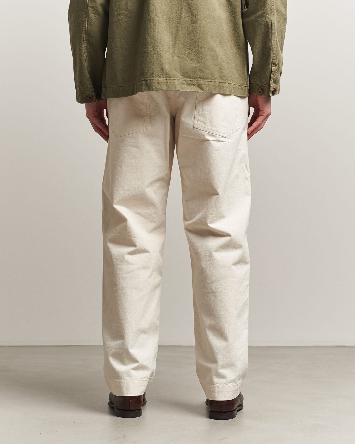 Homme | Pantalons | Drake's | Twill Fatigue Trousers Ecru