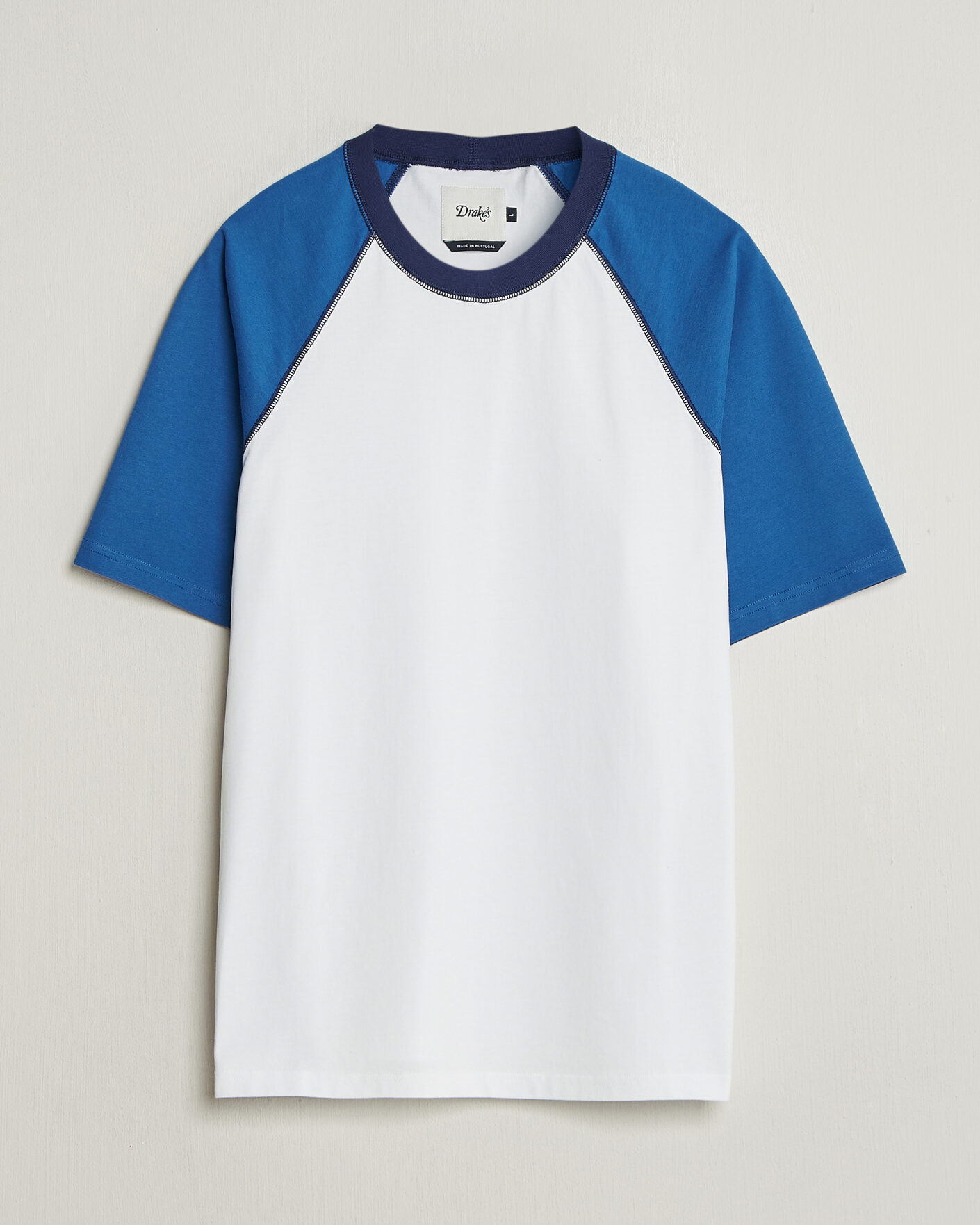 Homme | T-shirts | Drake's | Two Tone Raglan T-Shirt White/Blue