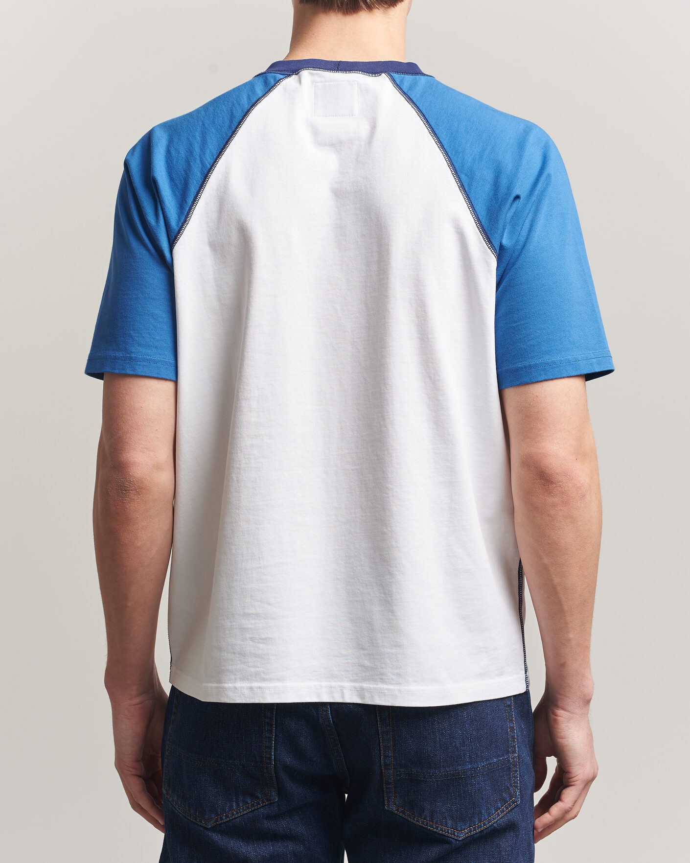 Homme | T-shirts | Drake's | Two Tone Raglan T-Shirt White/Blue