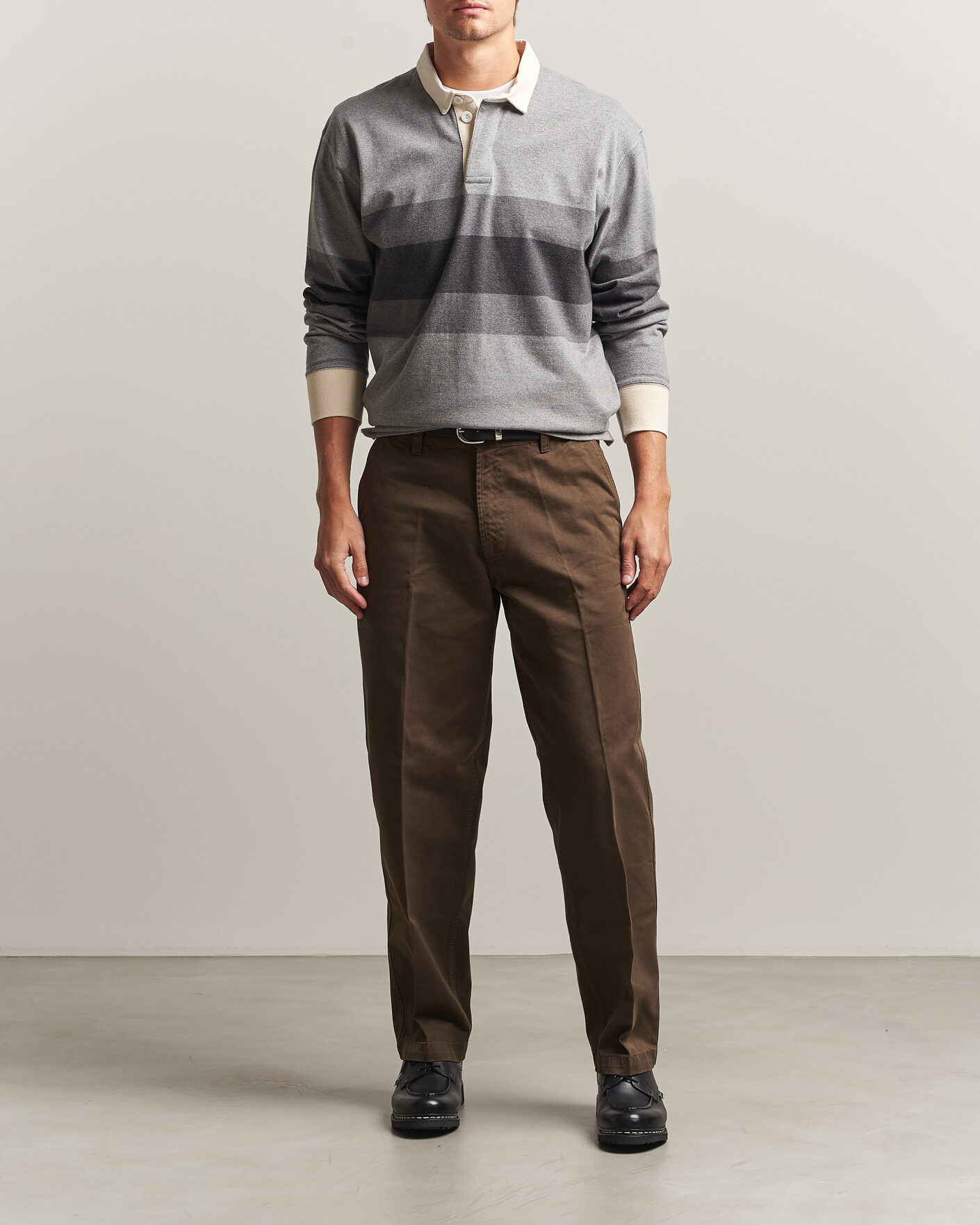 Homme | Pulls Et Tricots | Drake's | Melange Stripe Rugby Grey