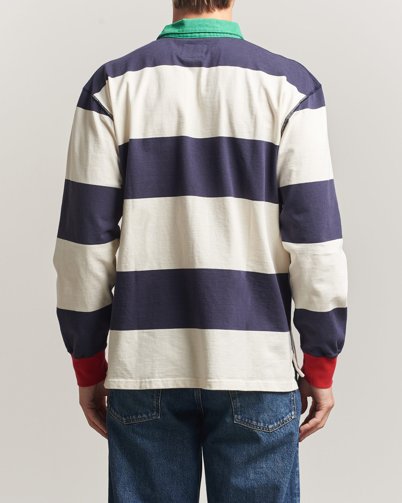 Homme | Pulls Et Tricots | Drake's | Dual Block Stripe Rugby Whie/Navy
