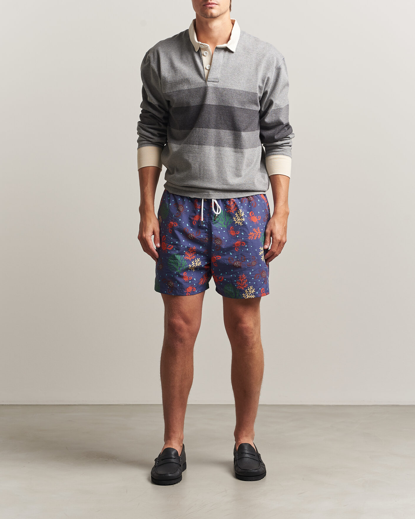 Homme | Maillots De Bain | Drake's | Crabs Drawstring Swimshorts Blue