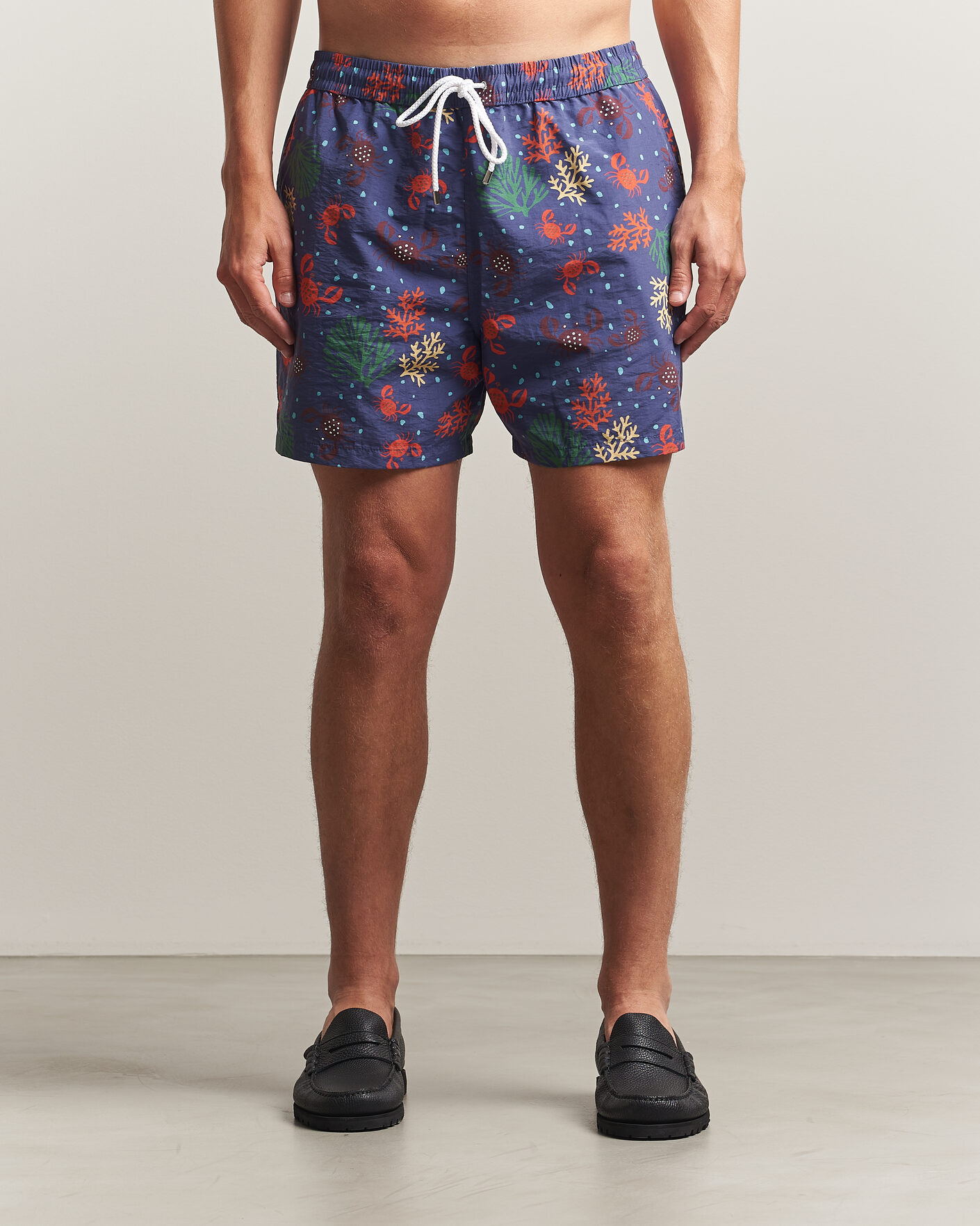 Homme | Maillots De Bain | Drake's | Crabs Drawstring Swimshorts Blue