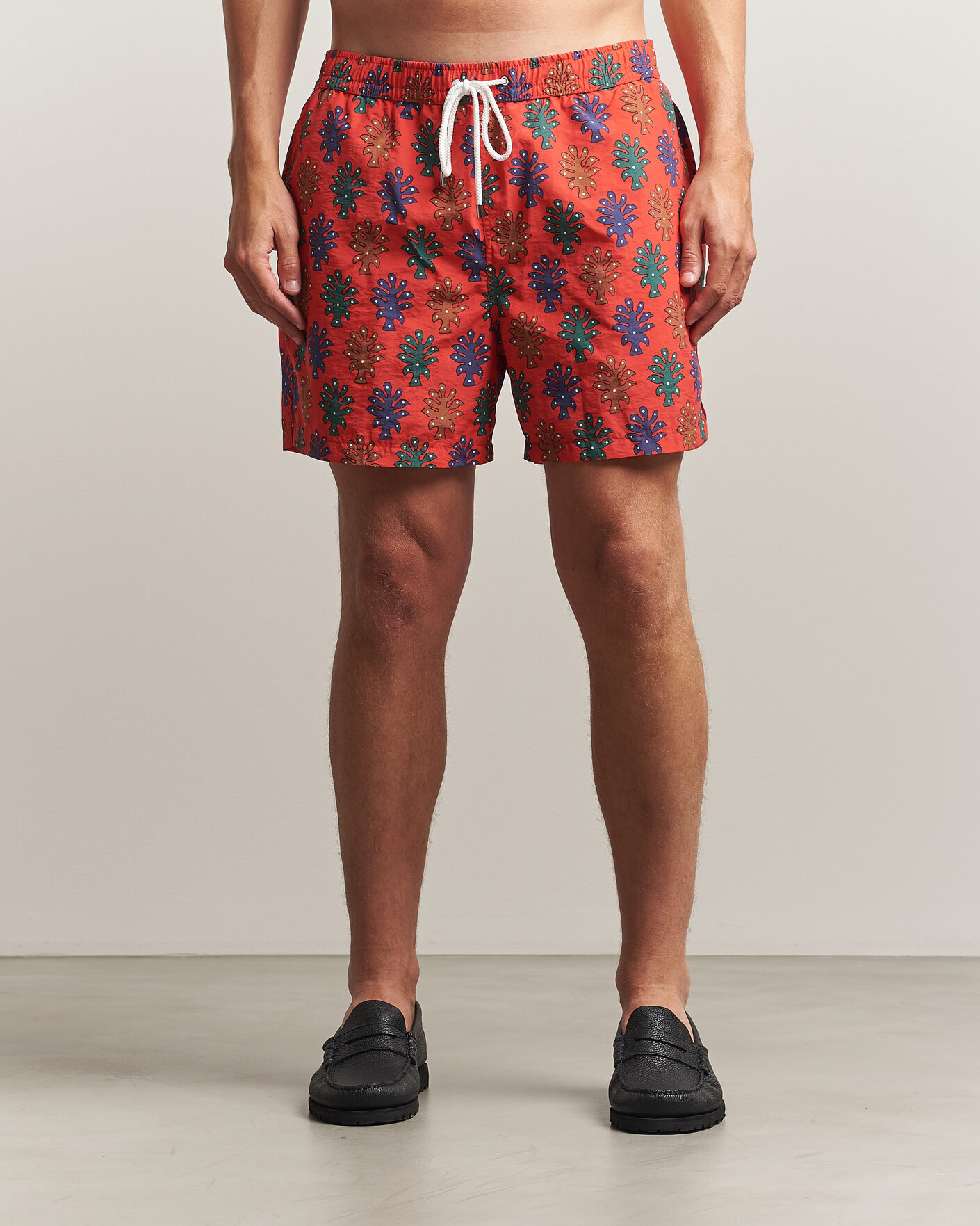 Homme | Maillots De Bain | Drake's | Trees Drawstring Swimshorts Tomato