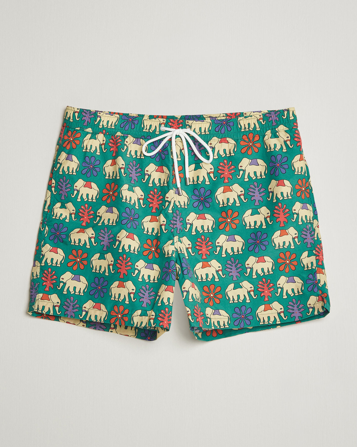 Homme | Maillots De Bain | Drake's | Elephants Drawstring Swimshorts Green
