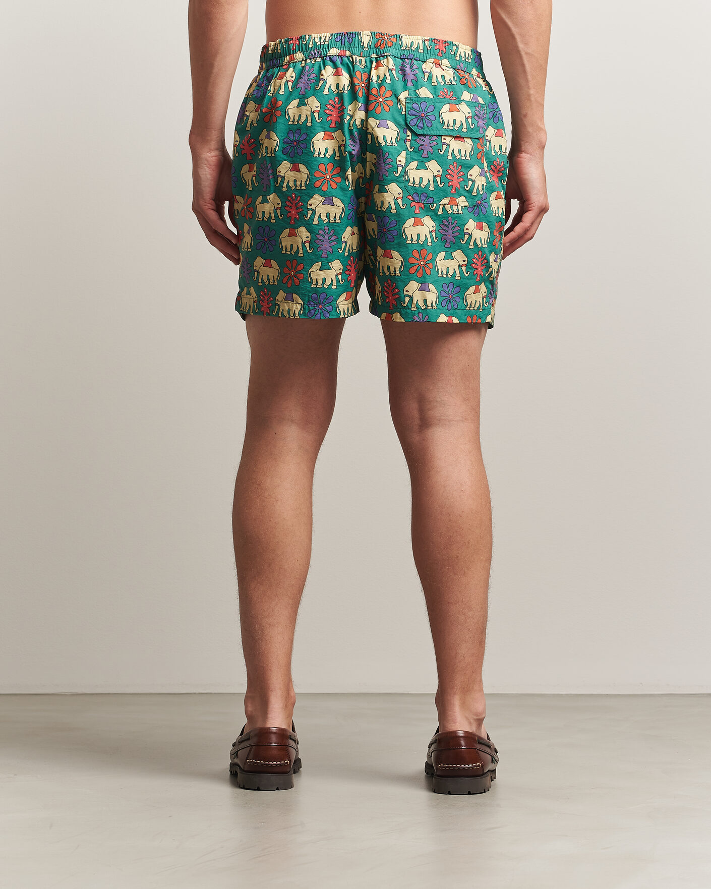 Homme | Maillots De Bain | Drake's | Elephants Drawstring Swimshorts Green