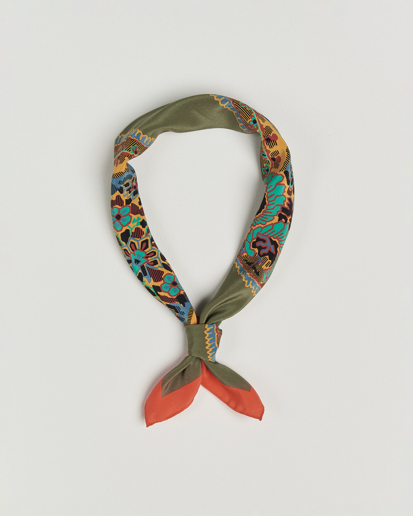 Homme | Écharpes | Drake's | Paisley Print Crepe Silk Bandana Olive