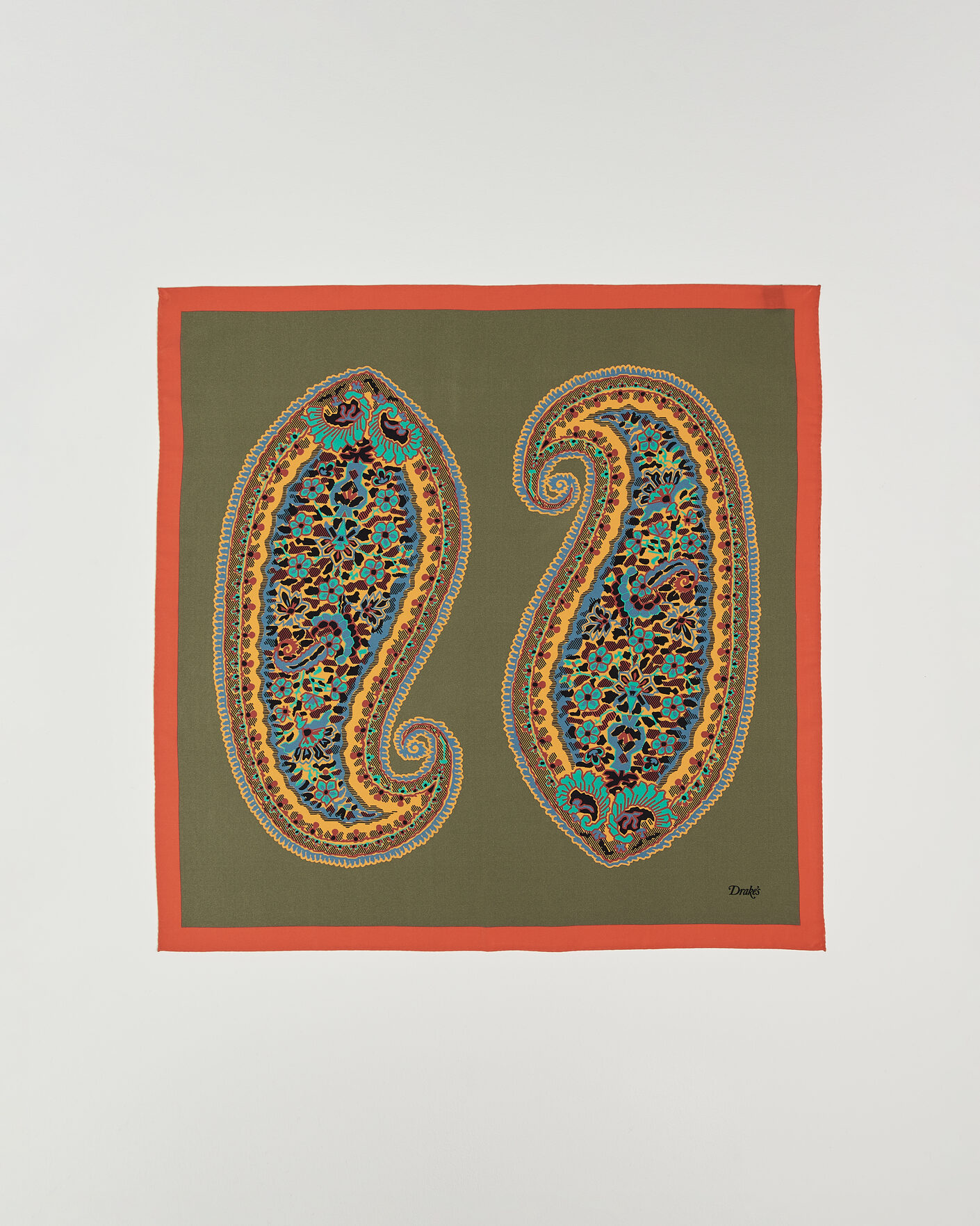 Homme | Écharpes | Drake's | Paisley Print Crepe Silk Bandana Olive