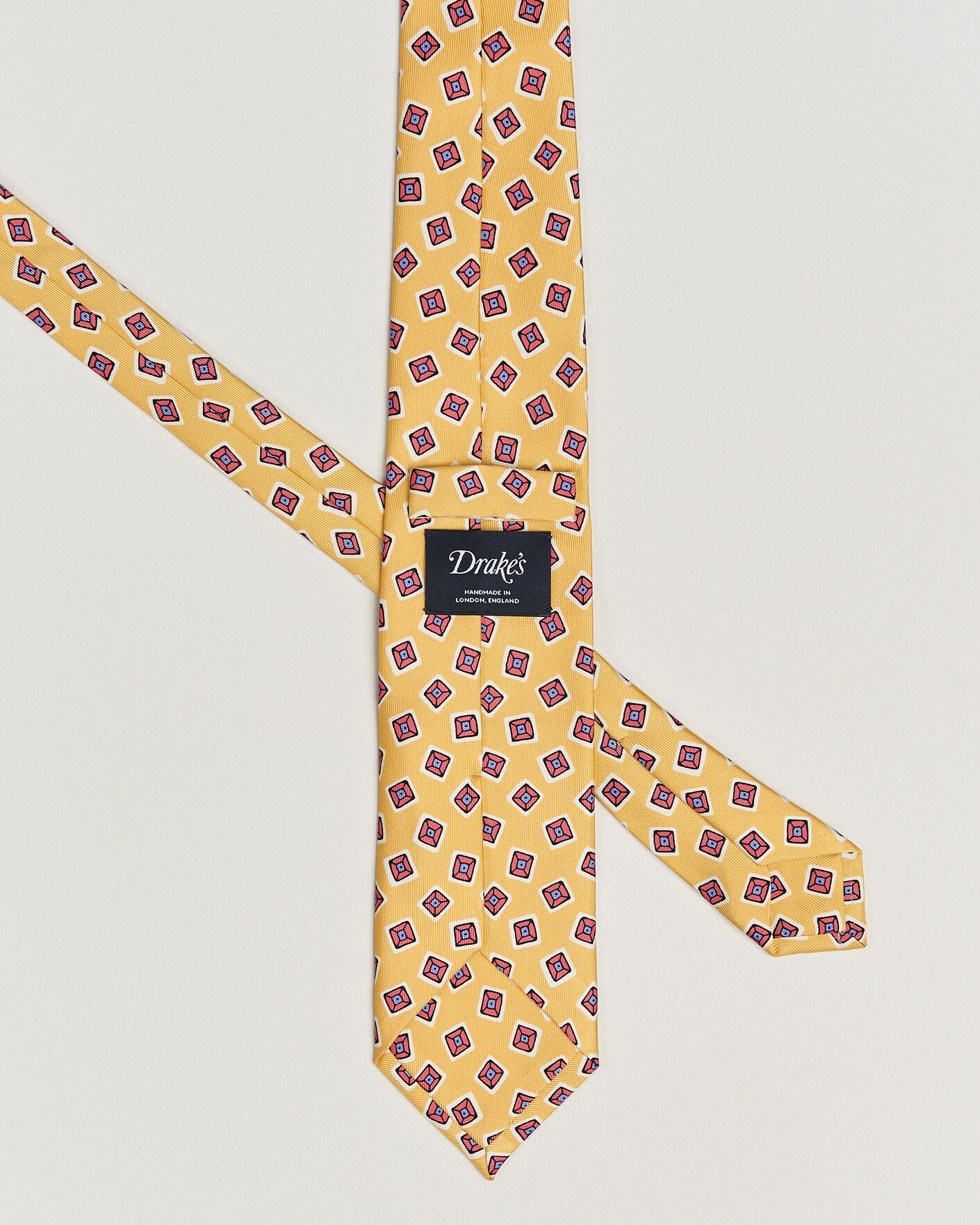Homme | Cravates | Drake's | Square Diamond Heavy Twill Silk Tie Gold