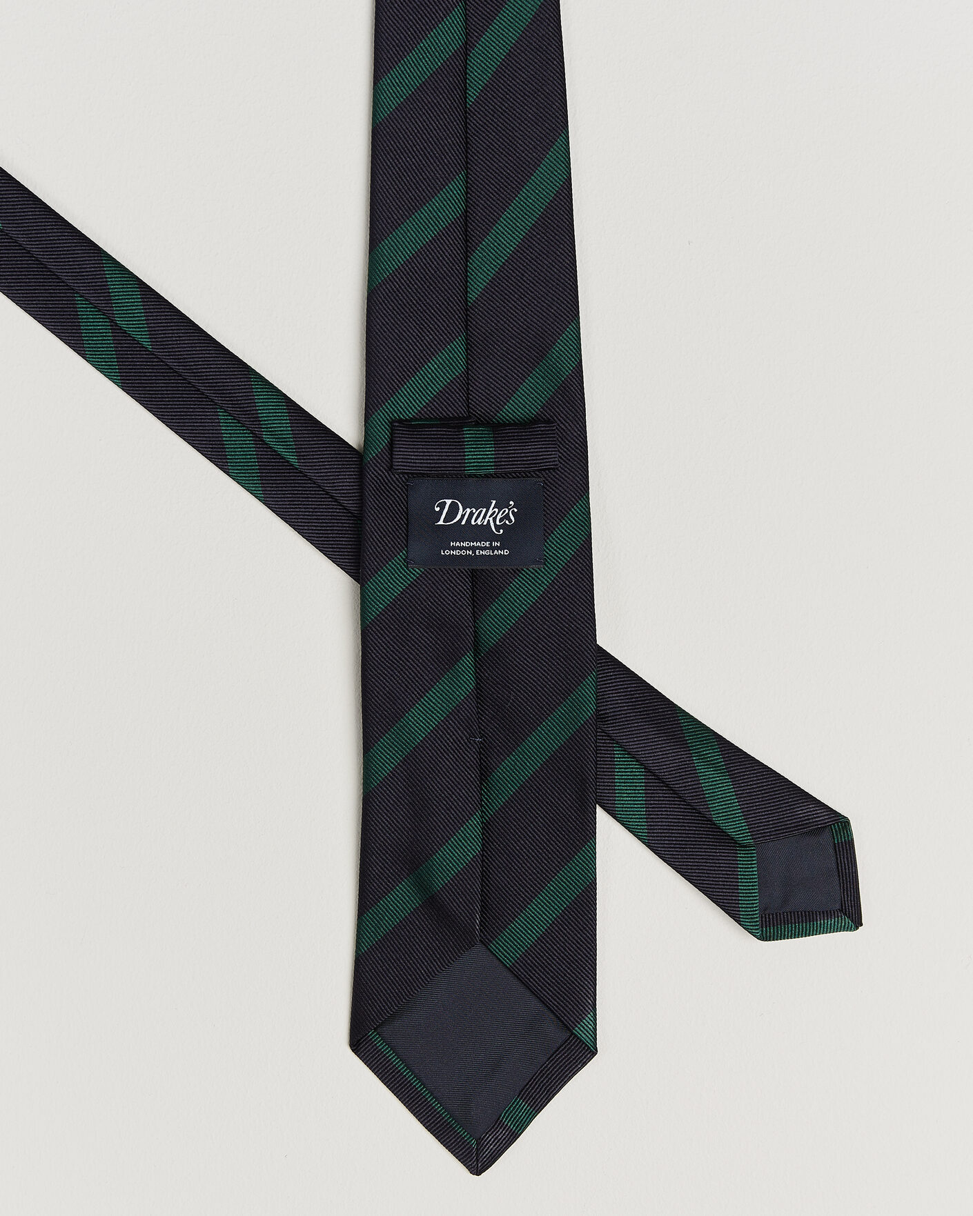 Homme | Cravates | Drake's | Bar Stripe Reppe Silk Tie Navy/Green