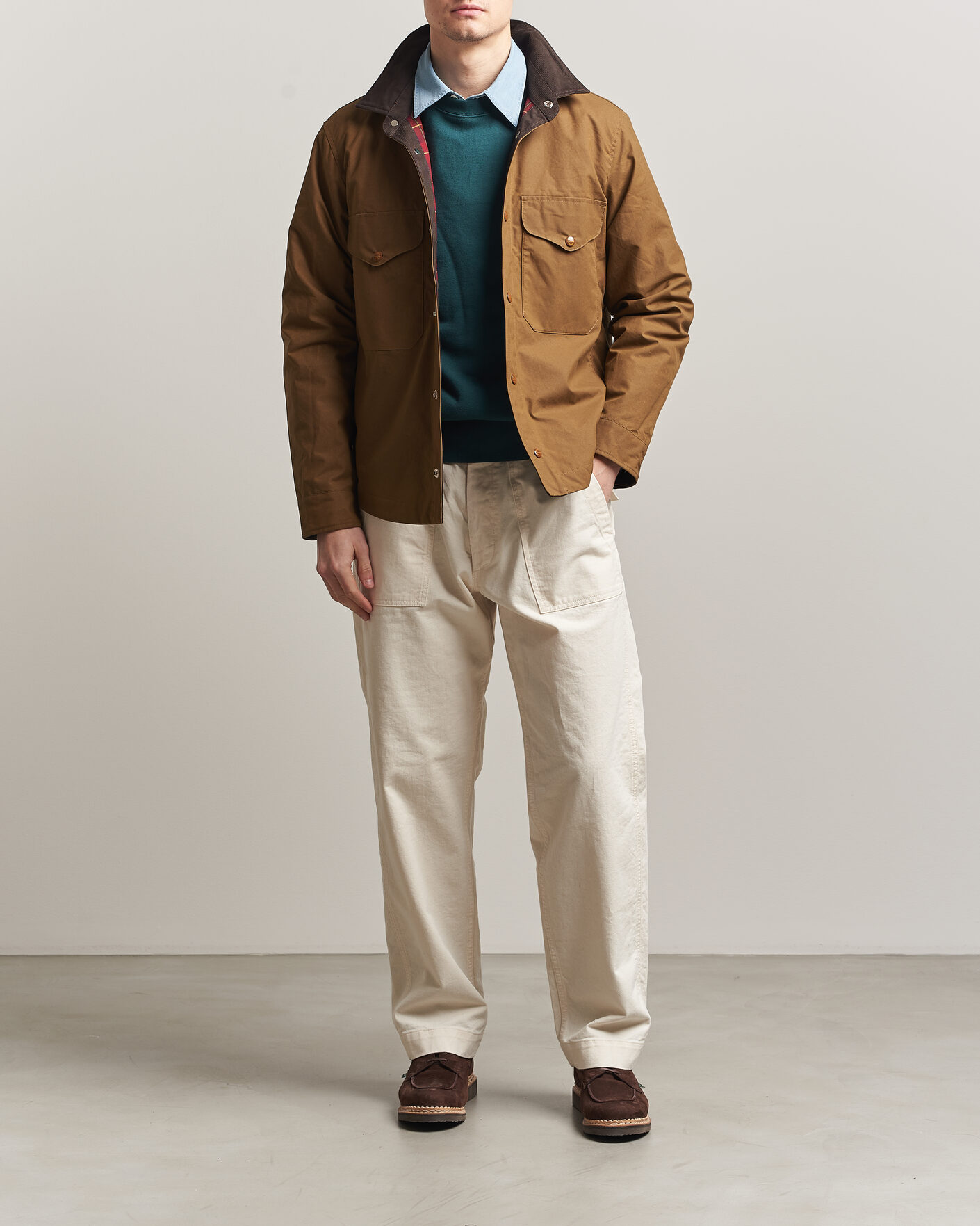 Homme | Manteaux Et Vestes | Manifattura Ceccarelli | Dry Wax Heavy Shirt Jacket Dark Tan