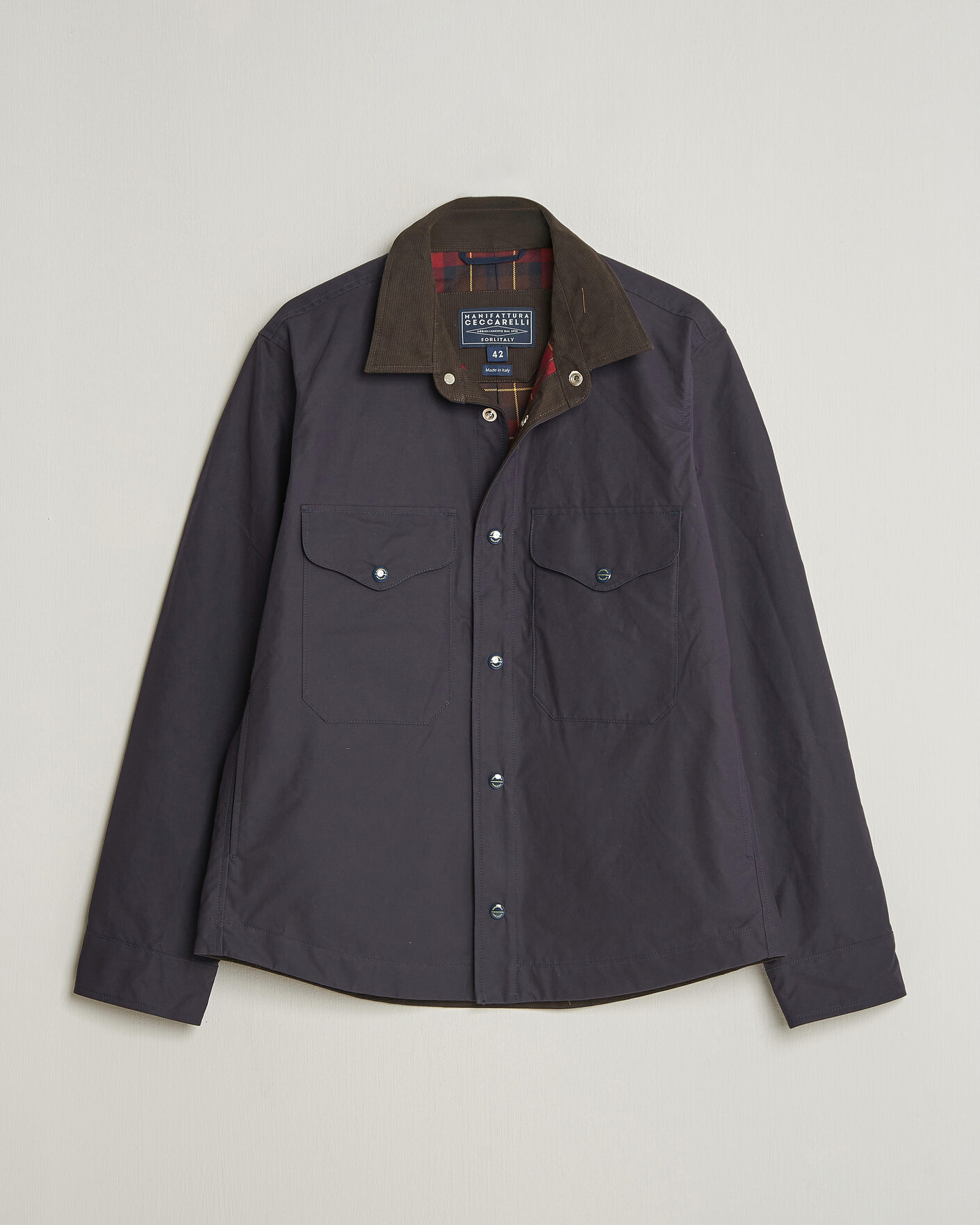 Homme | Manteaux Et Vestes | Manifattura Ceccarelli | Dry Wax Heavy Shirt Jacket Navy