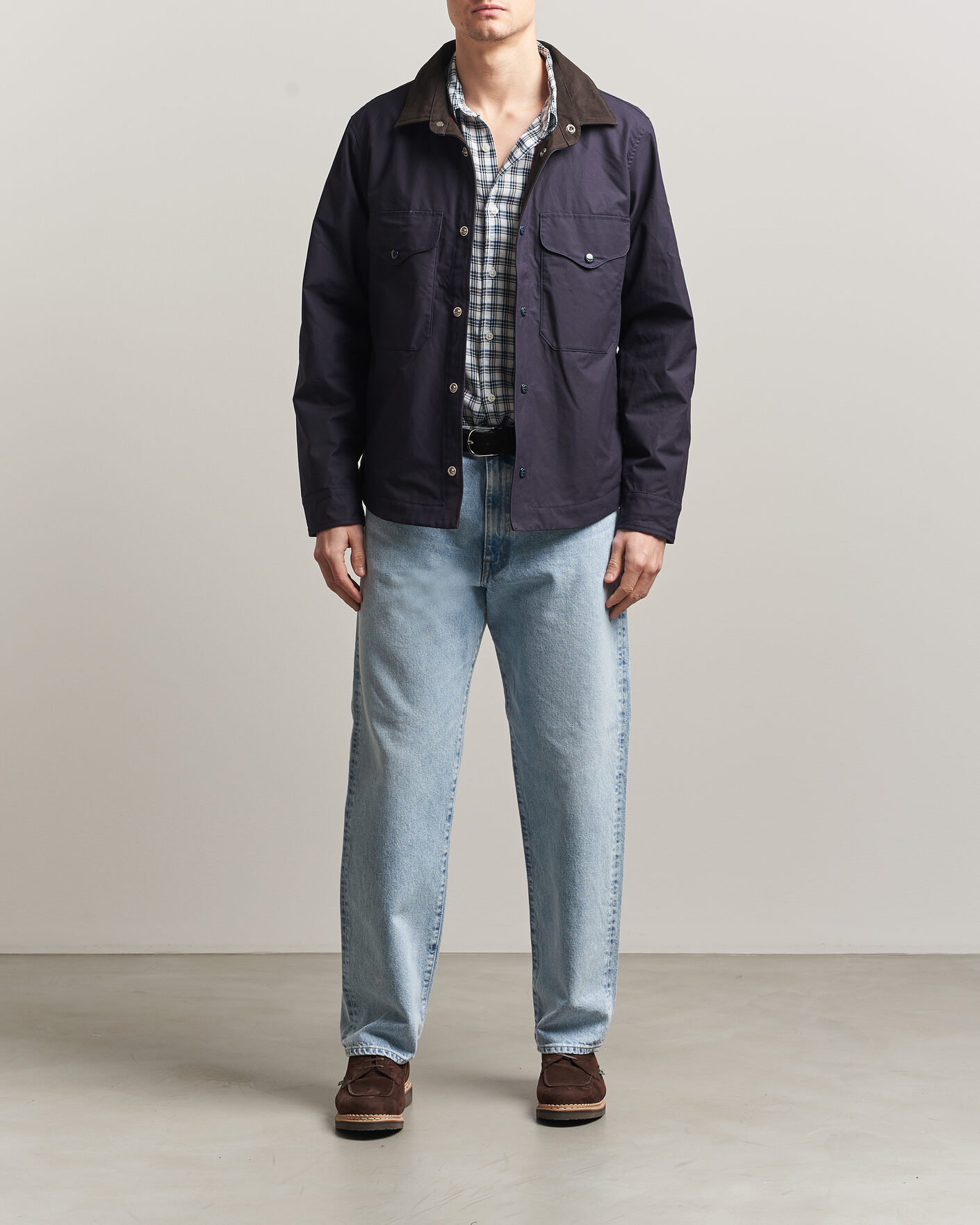 Homme | Manteaux Et Vestes | Manifattura Ceccarelli | Dry Wax Heavy Shirt Jacket Navy