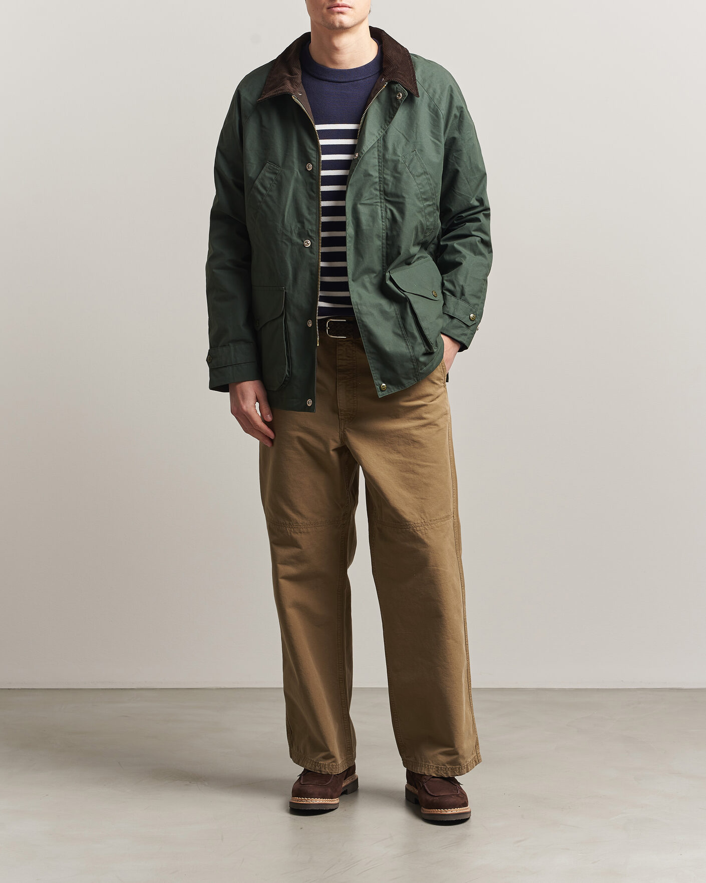 Homme | Manteaux Et Vestes | Manifattura Ceccarelli | Dry Wax Rain Caban Dark Green