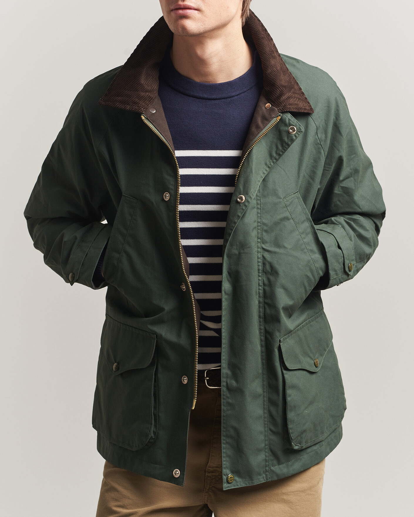 Homme | Manteaux Et Vestes | Manifattura Ceccarelli | Dry Wax Rain Caban Dark Green