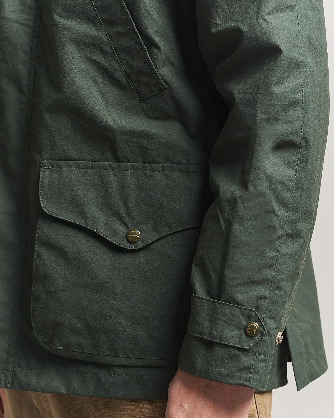 Homme | Manteaux Et Vestes | Manifattura Ceccarelli | Dry Wax Rain Caban Dark Green