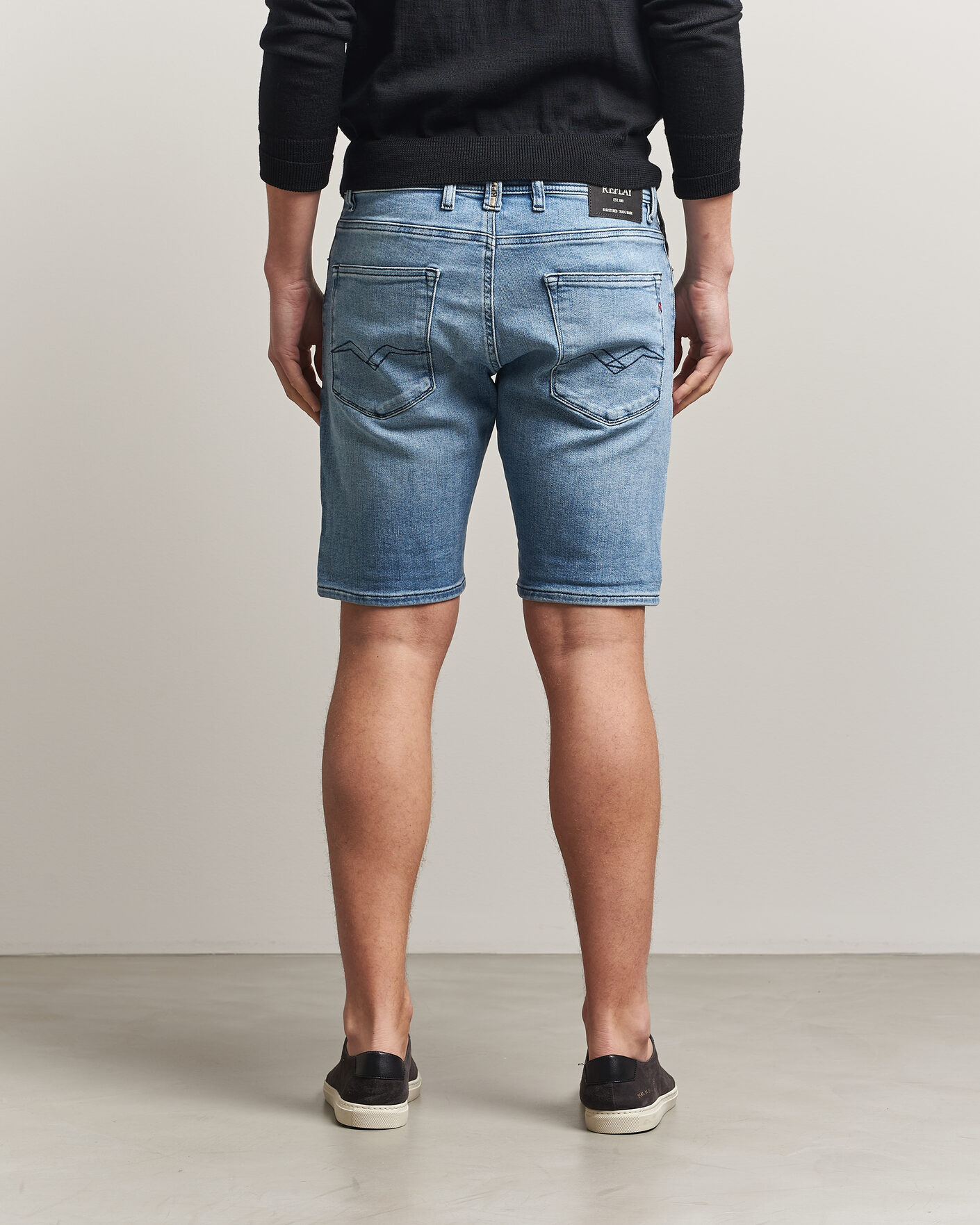 Homme | Shorts | Replay | RBJ981 Stretch Denim Shorts Light Blue