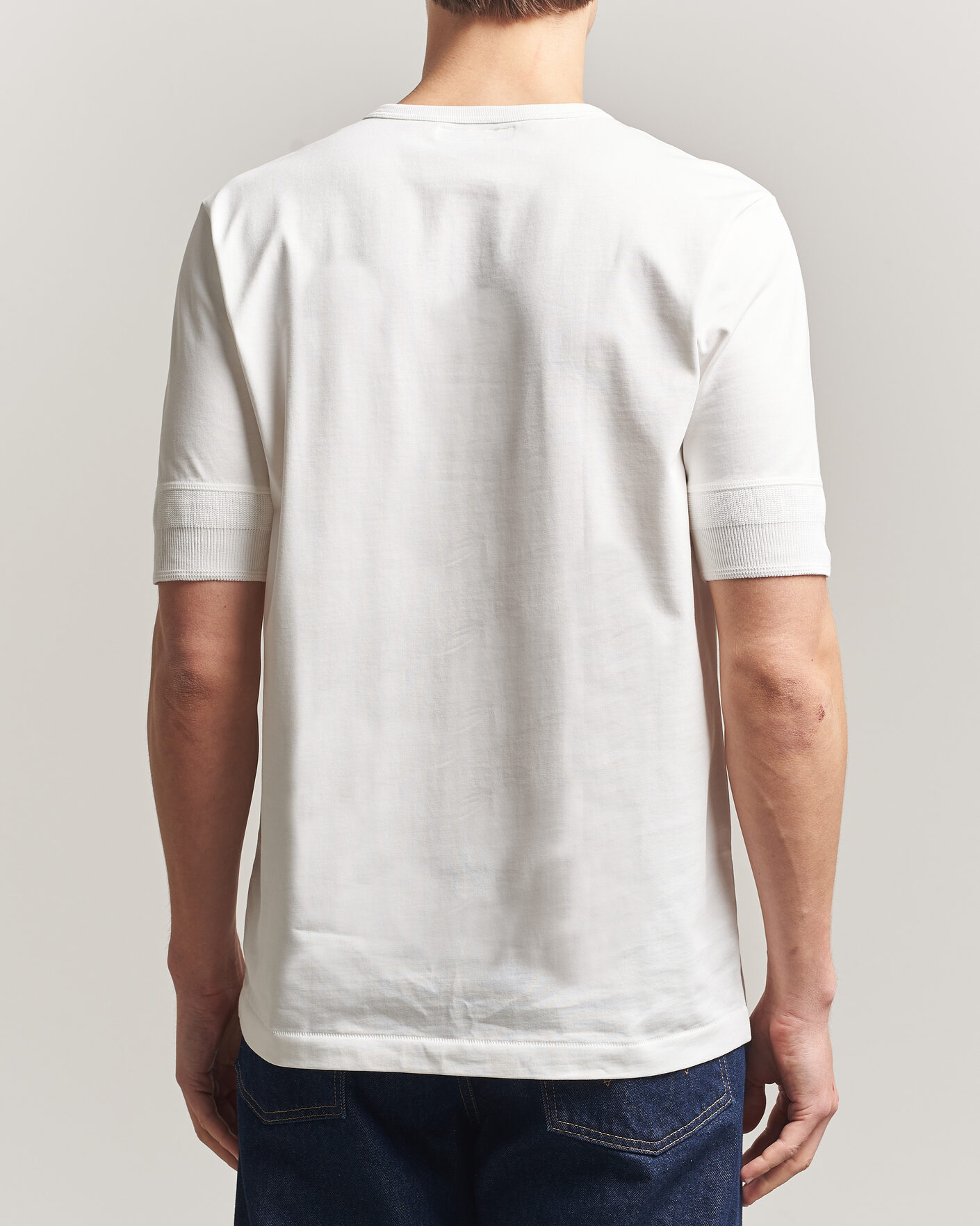 Homme | T-shirts | Merz b. Schwanen | Classic Organic Cotton Short Sleeve Henley White