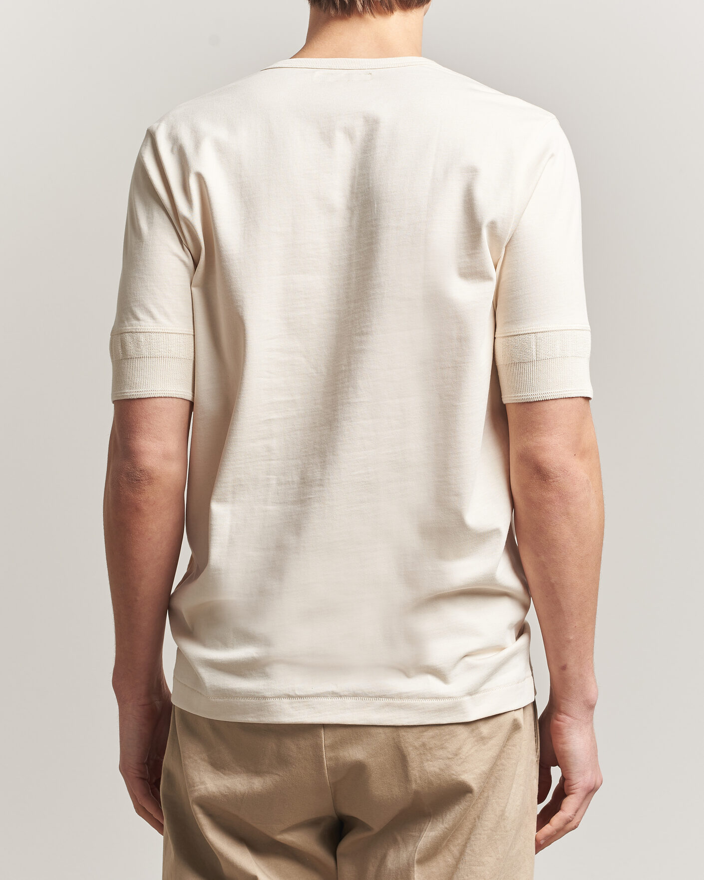 Homme | T-shirts | Merz b. Schwanen | Classic Organic Cotton Short Sleeve Henley Nature