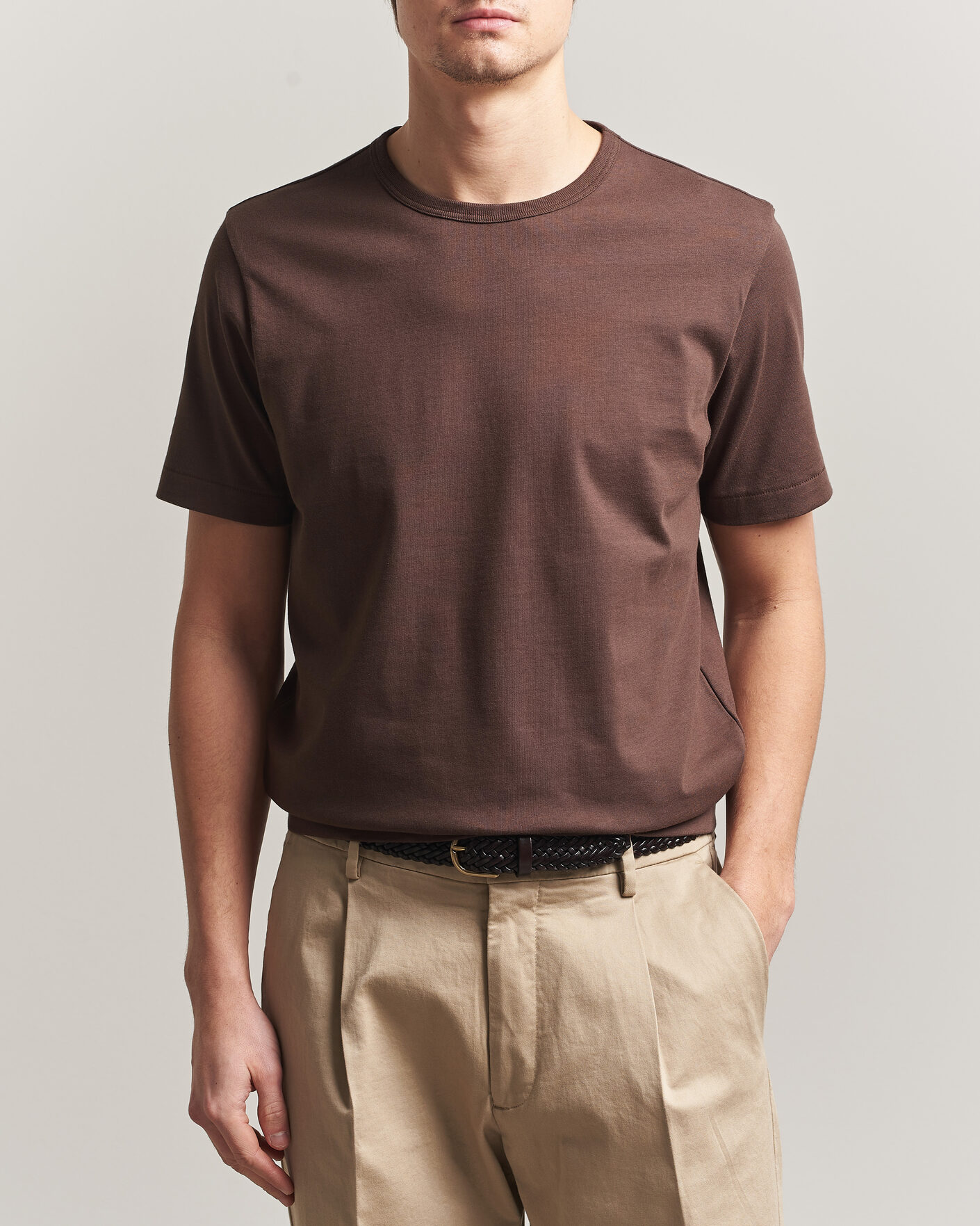 Homme | T-shirts | Merz b. Schwanen | Classic Fit Sturdy T-Shirt Chocolate