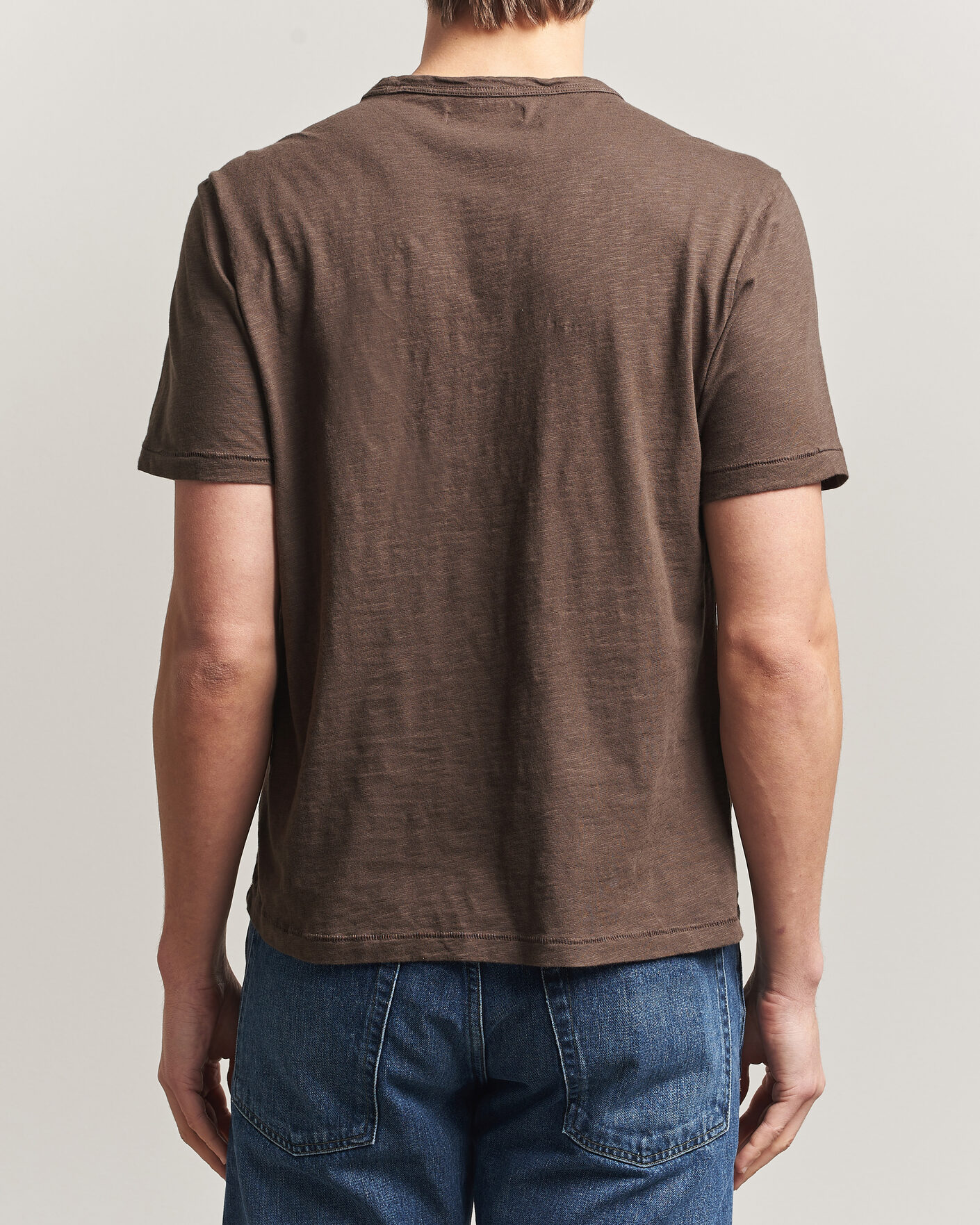 Homme | T-shirts | Merz b. Schwanen | Organic Pima Cotton Slub Crew Neck T-Shirt Chocolate