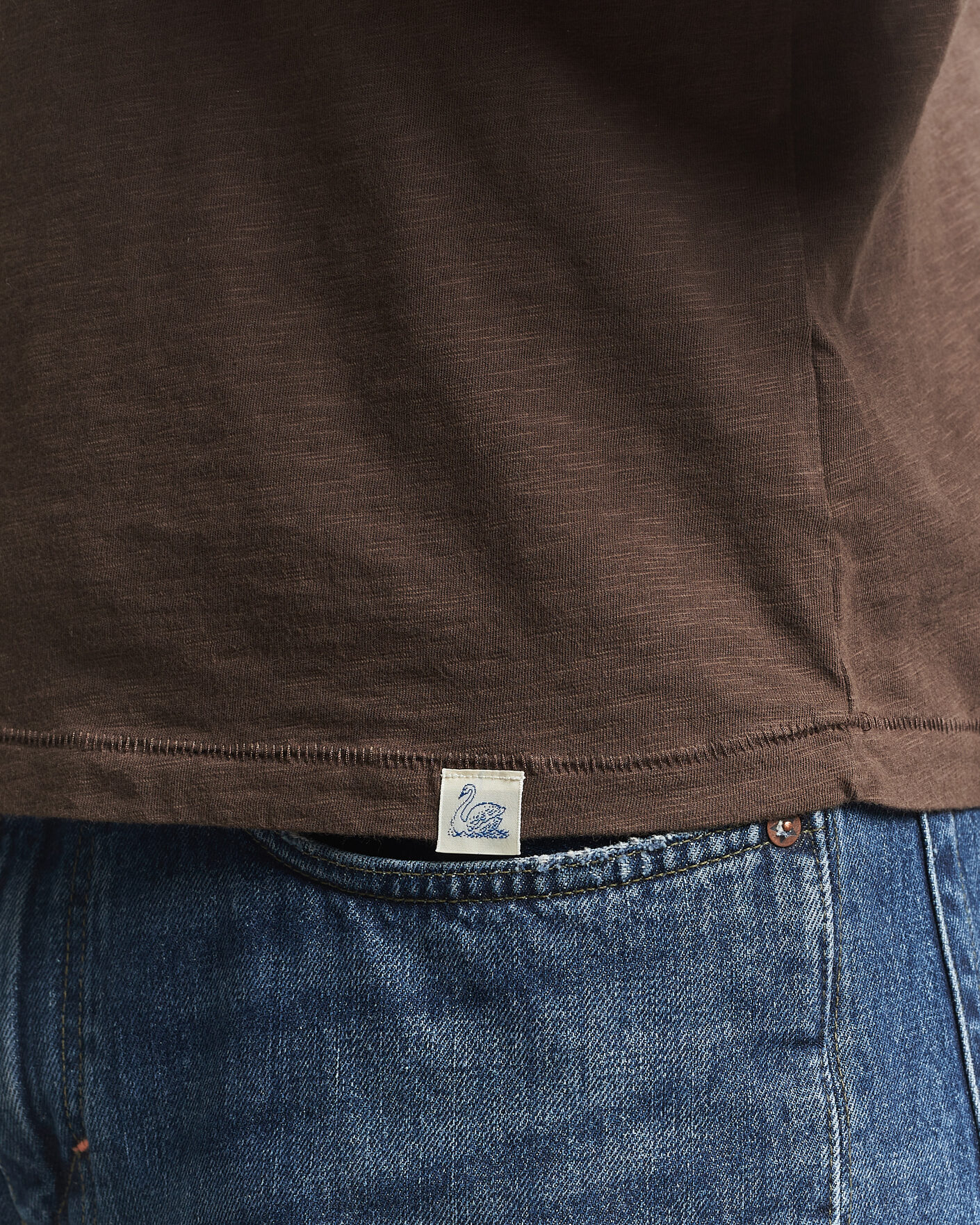 Homme | T-shirts | Merz b. Schwanen | Organic Pima Cotton Slub Crew Neck T-Shirt Chocolate