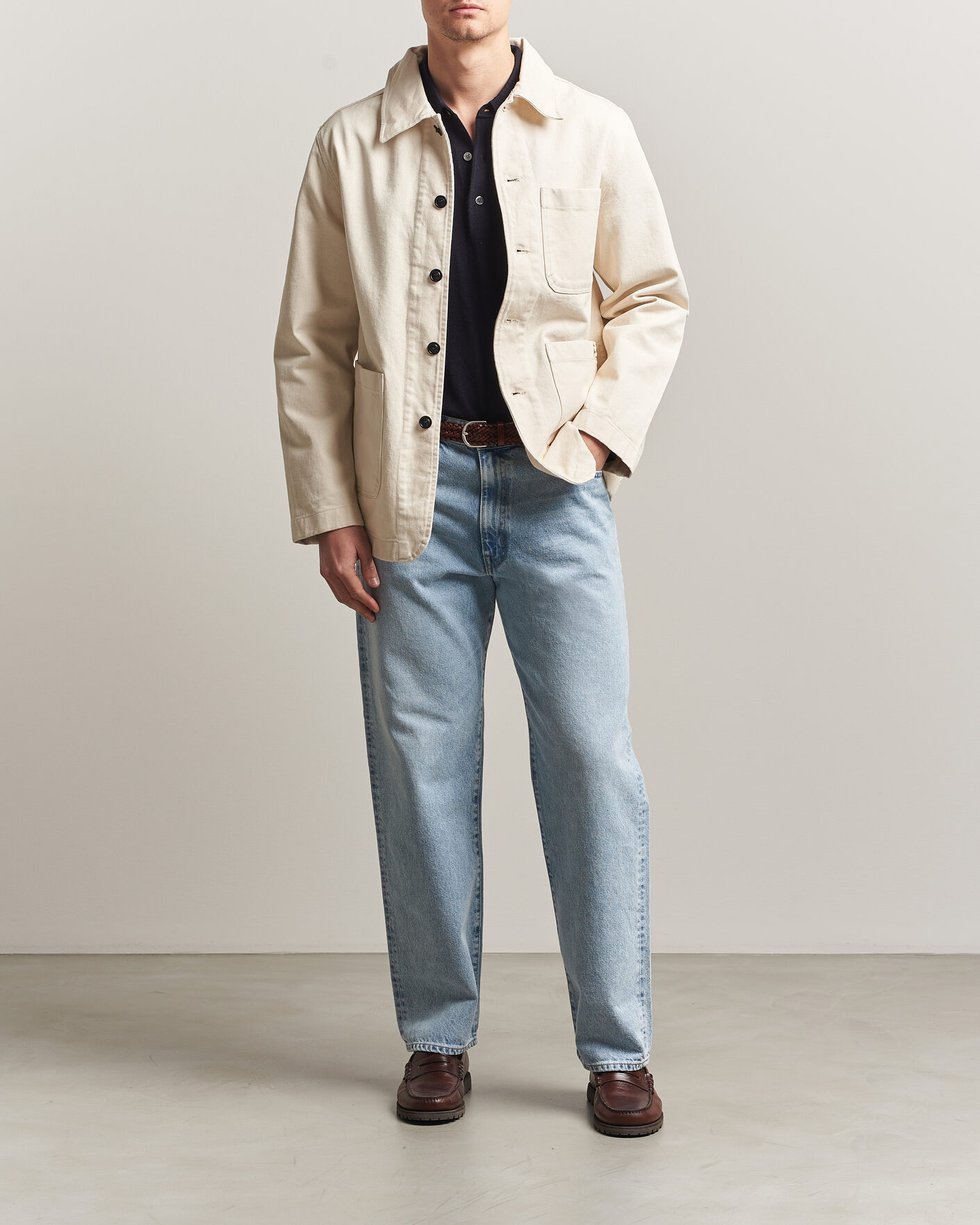 Homme | Chemises | Merz b. Schwanen | Worker Cotton Twill Overshirt Nature
