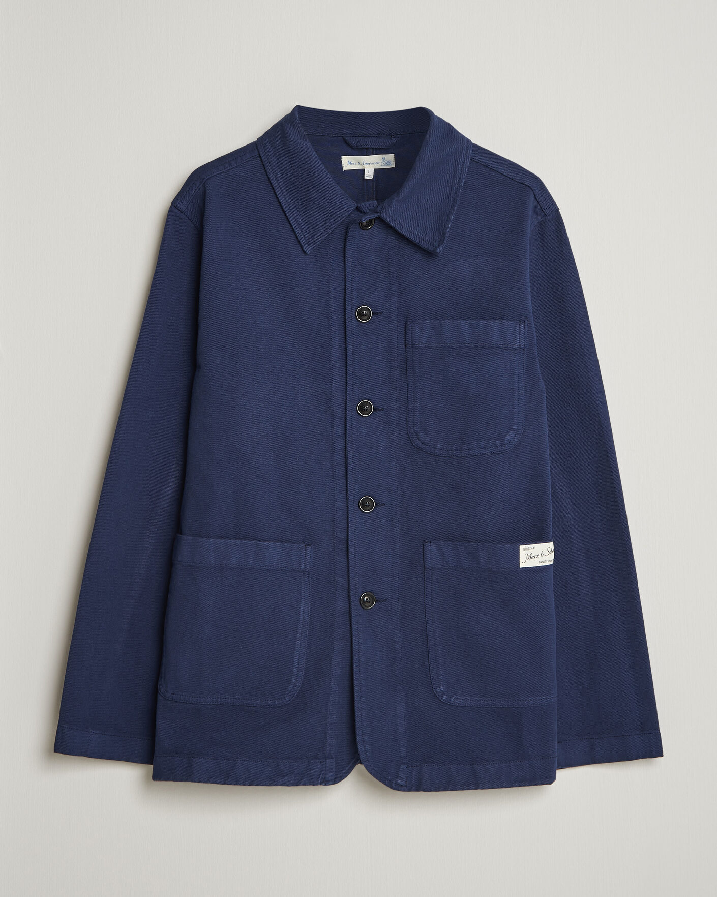 Homme | Chemises | Merz b. Schwanen | Worker Cotton Twill Overshirt Ink Blue